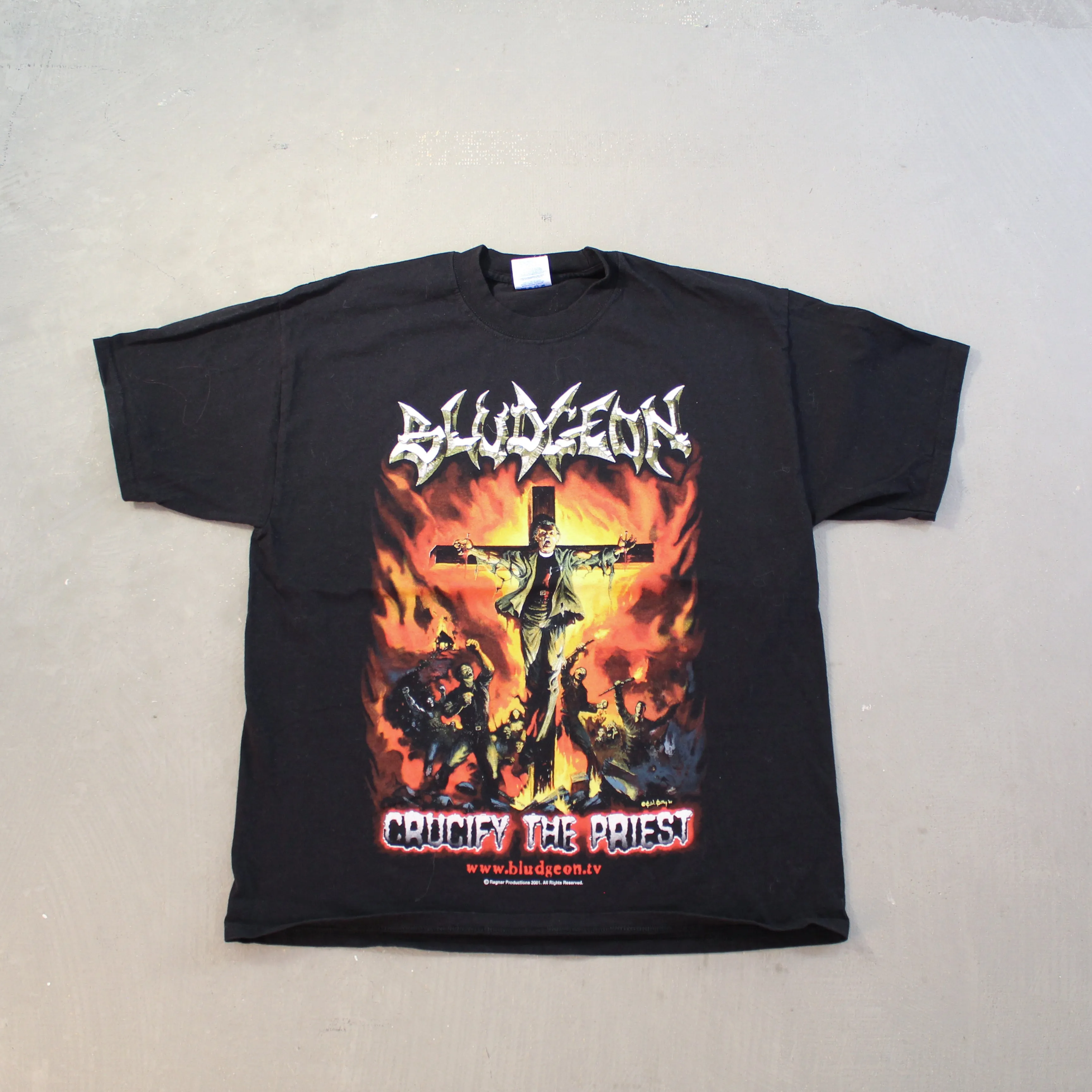 D- Vintage 2001 Bludgeon Crucify The Priest Graphic Tee sold by HG Vintage