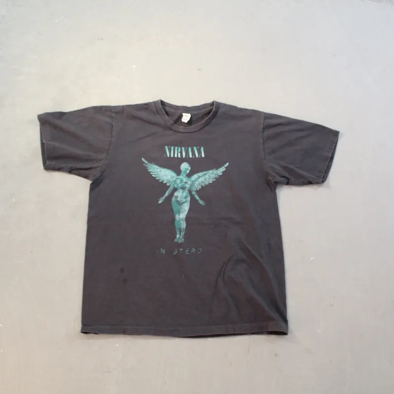 D- Vintage Nirvana In Utero Angel & Script Single Stitch Tee sold by HG Vintage