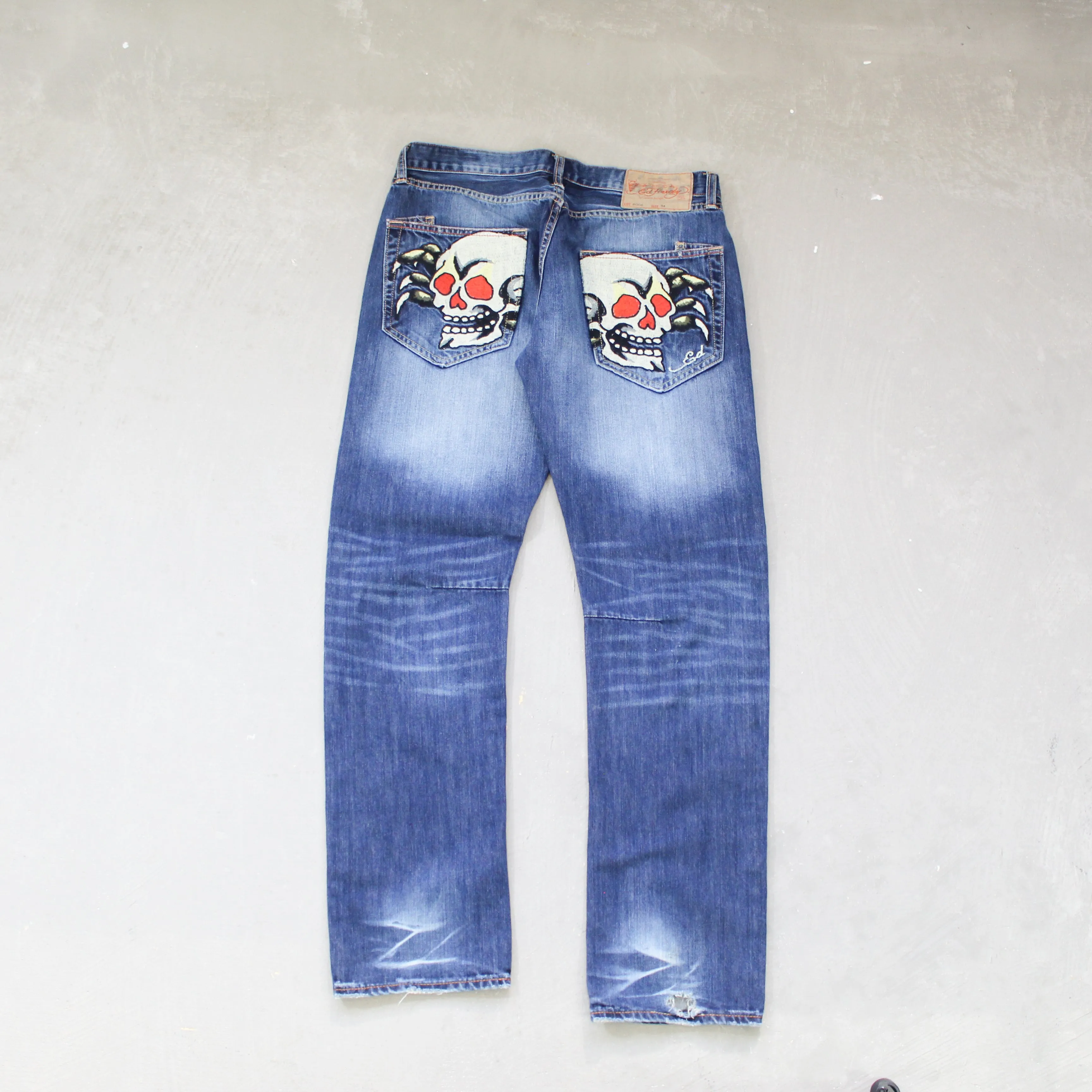 D- Vintage Ed Hardy Embroidered Skeleton/Spider back Pocket Jeans 34w sold by HG Vintage product image thumbnail 3