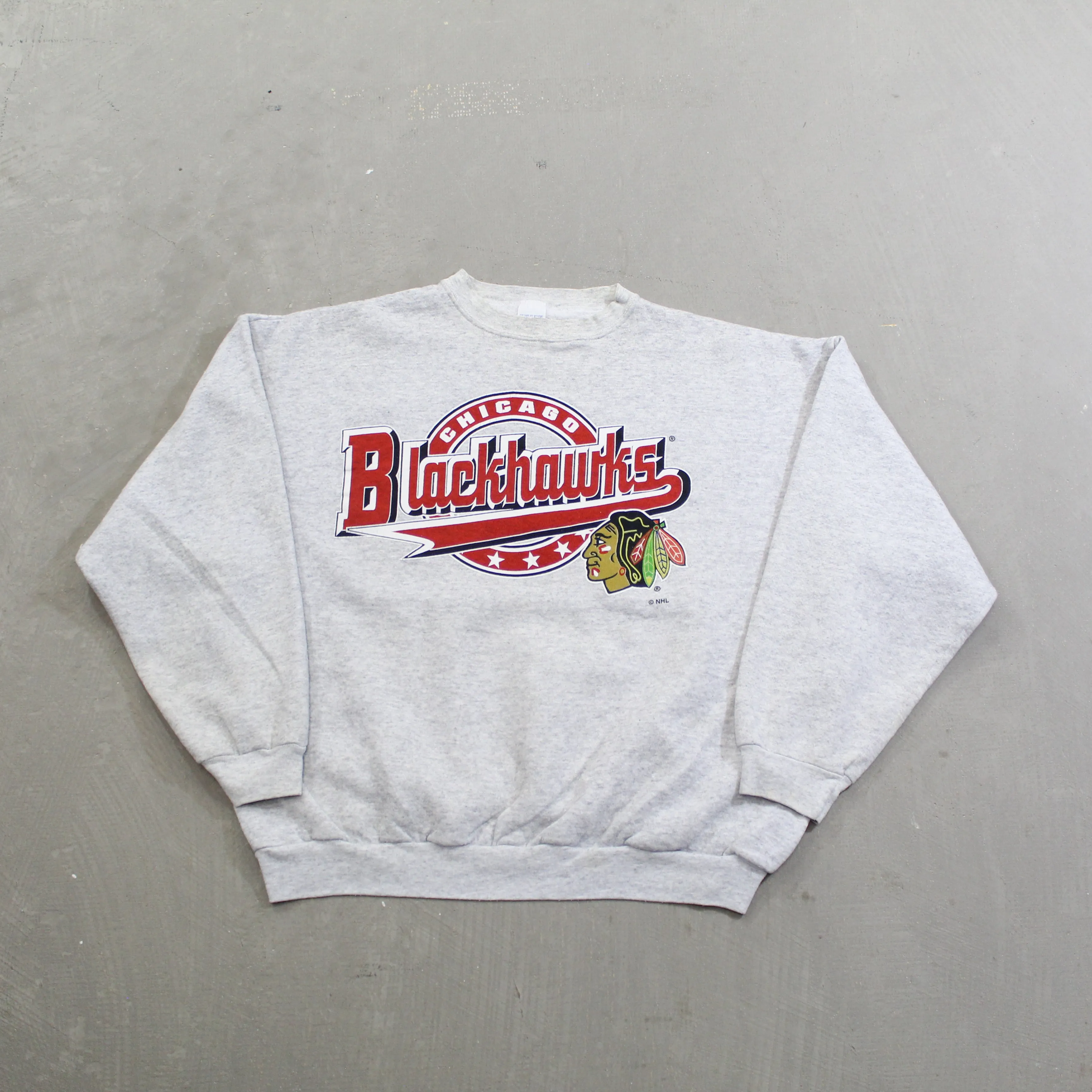 D- Vintage Chicago Blackhawks NHL Logo 7 text & Logo Crewneck sold by HG Vintage