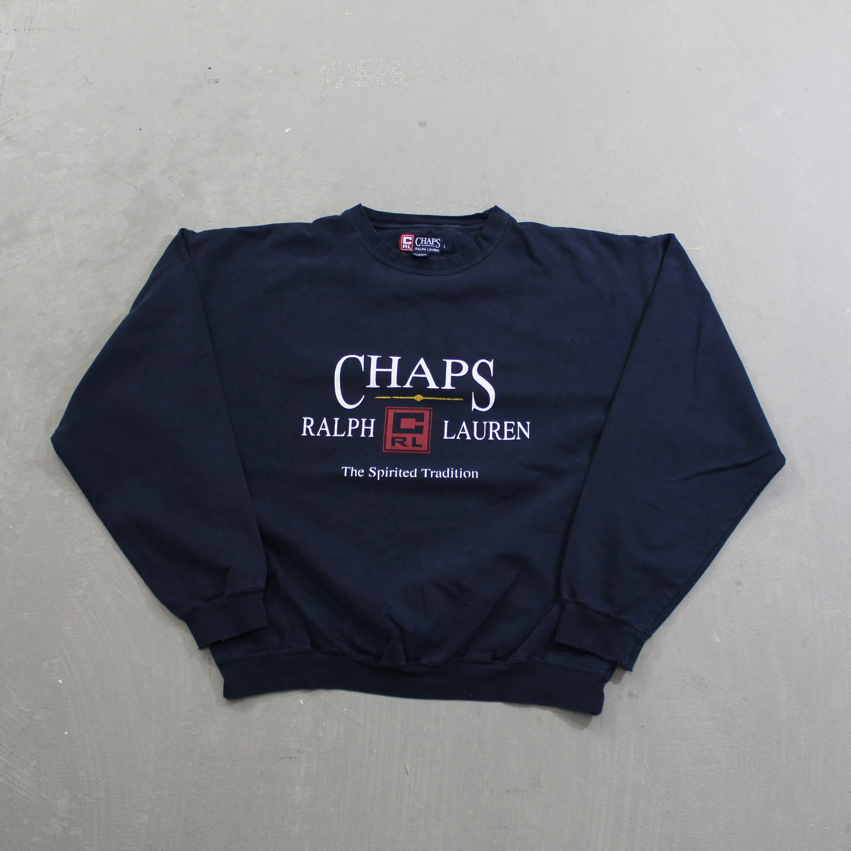 D- Vintage Chaps Ralph Lauren Text The Spirited Tradition Crewneck sold by HG Vintage