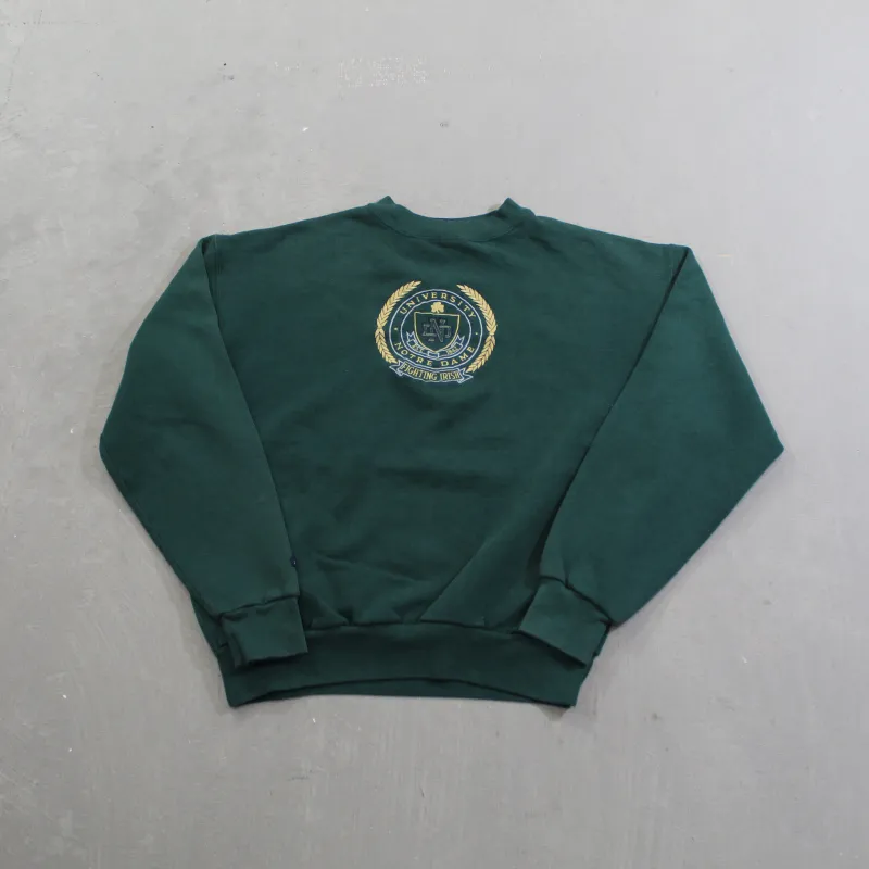 D- Vintage University Of Notre Dame Fighting Irish Embroidered Crest Crewneck sold by HG Vintage