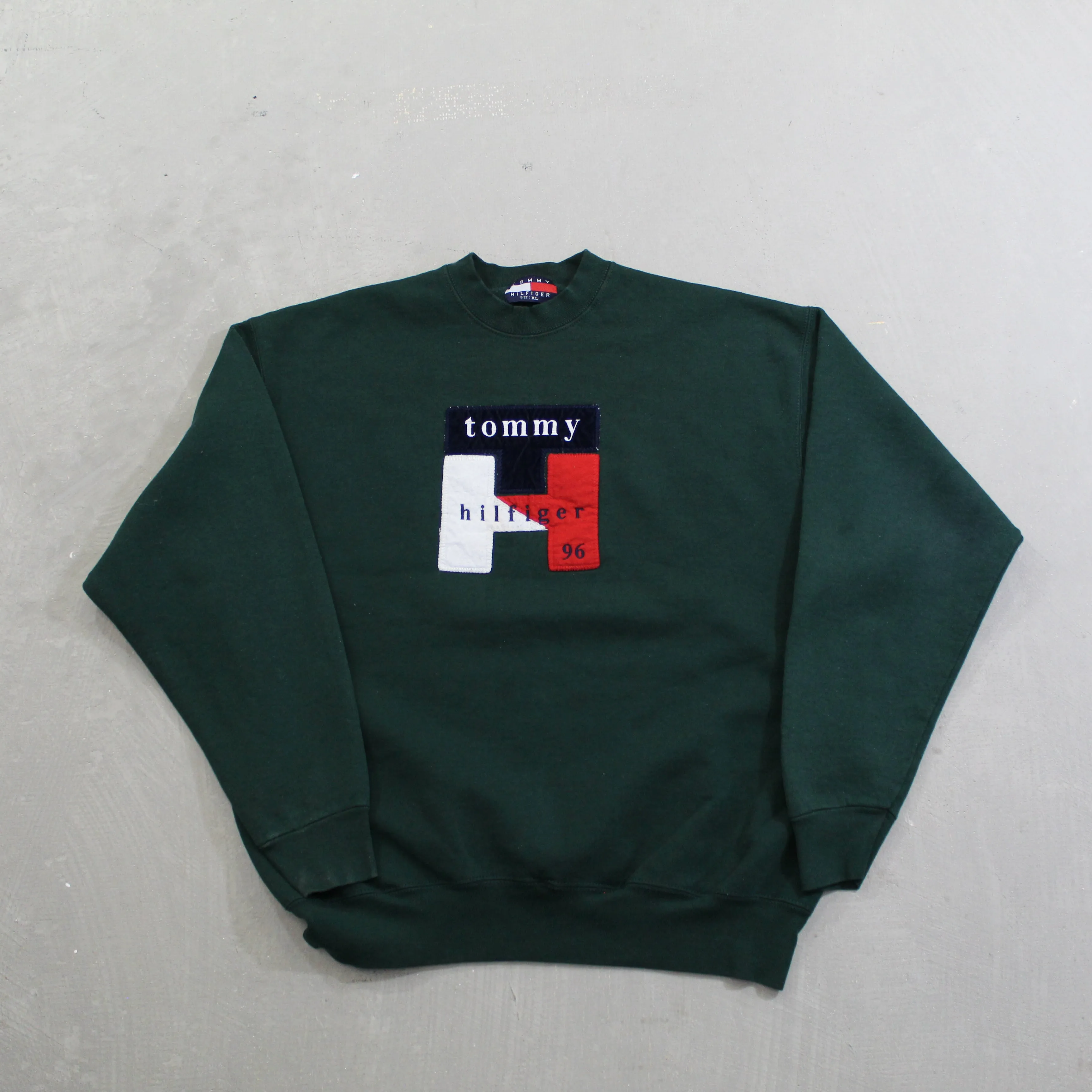D- Vintage 1996 Tommy Hilfiger Embroidered Logo & Text Crewneck sold by HG Vintage
