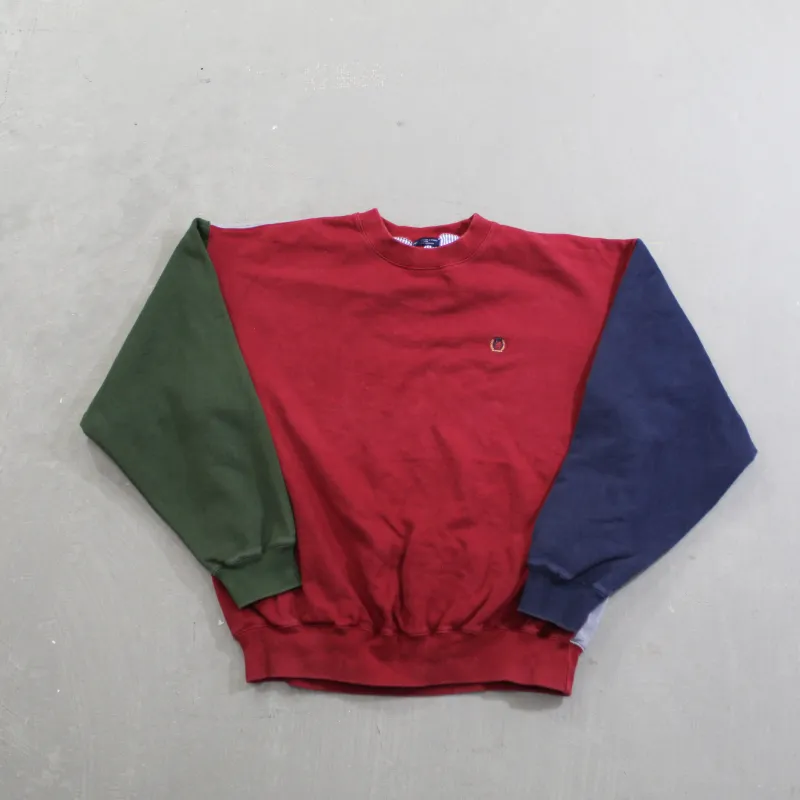 D- Vintage Tommy Hilfiger Embroidered Crest Color Block Crewneck made by Tommy Hilfiger