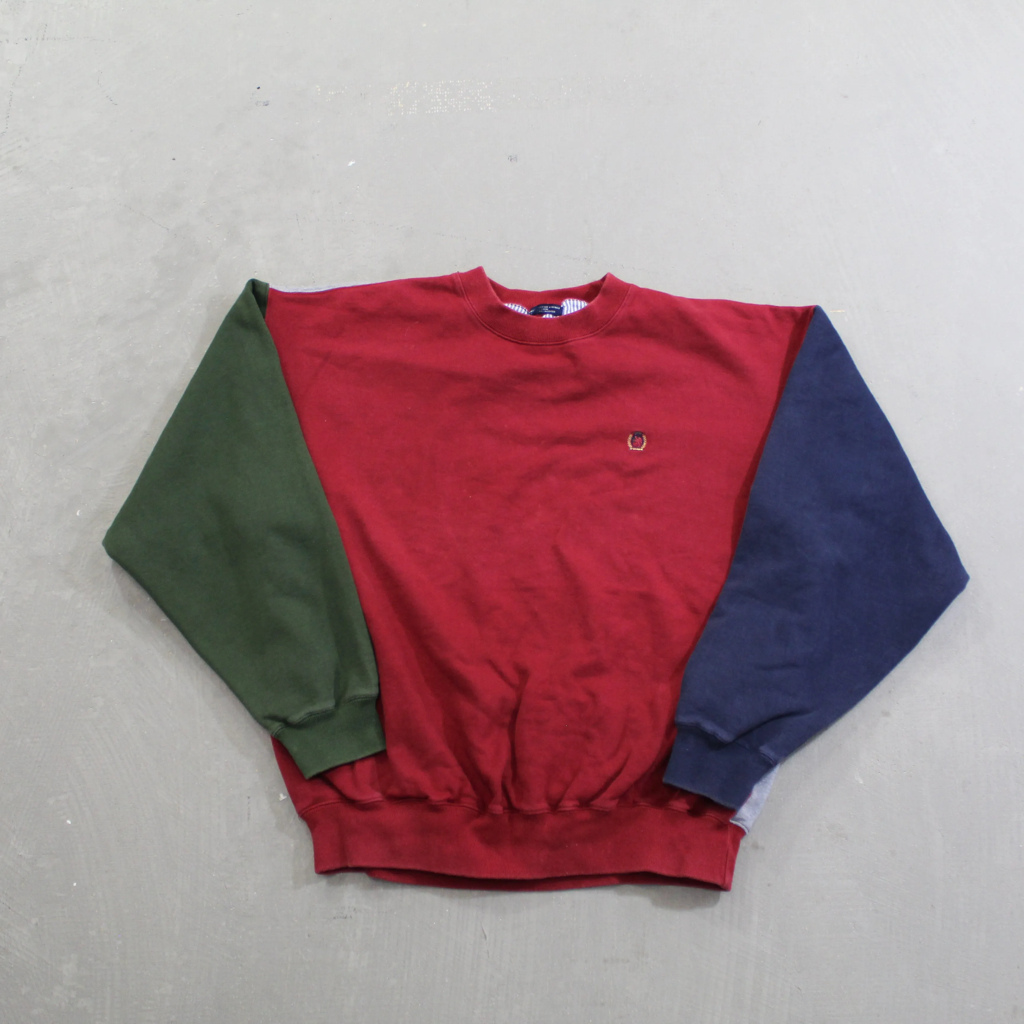D- Vintage Tommy Hilfiger Embroidered Crest Color Block Crewneck sold by HG Vintage