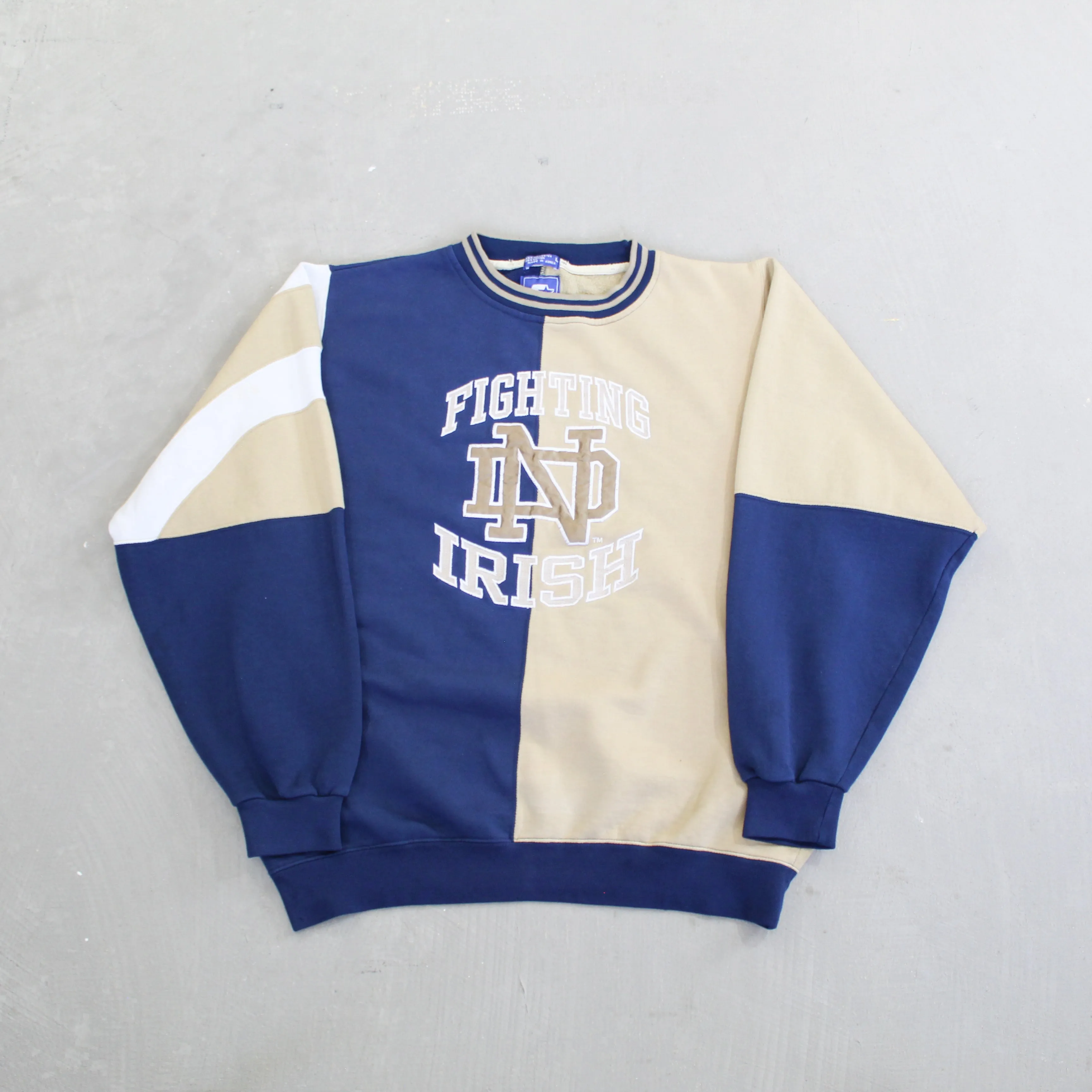 D- Vintage University Of Notre Dame Fighting Irish Starter Puff Print Text Crewneck sold by HG Vintage