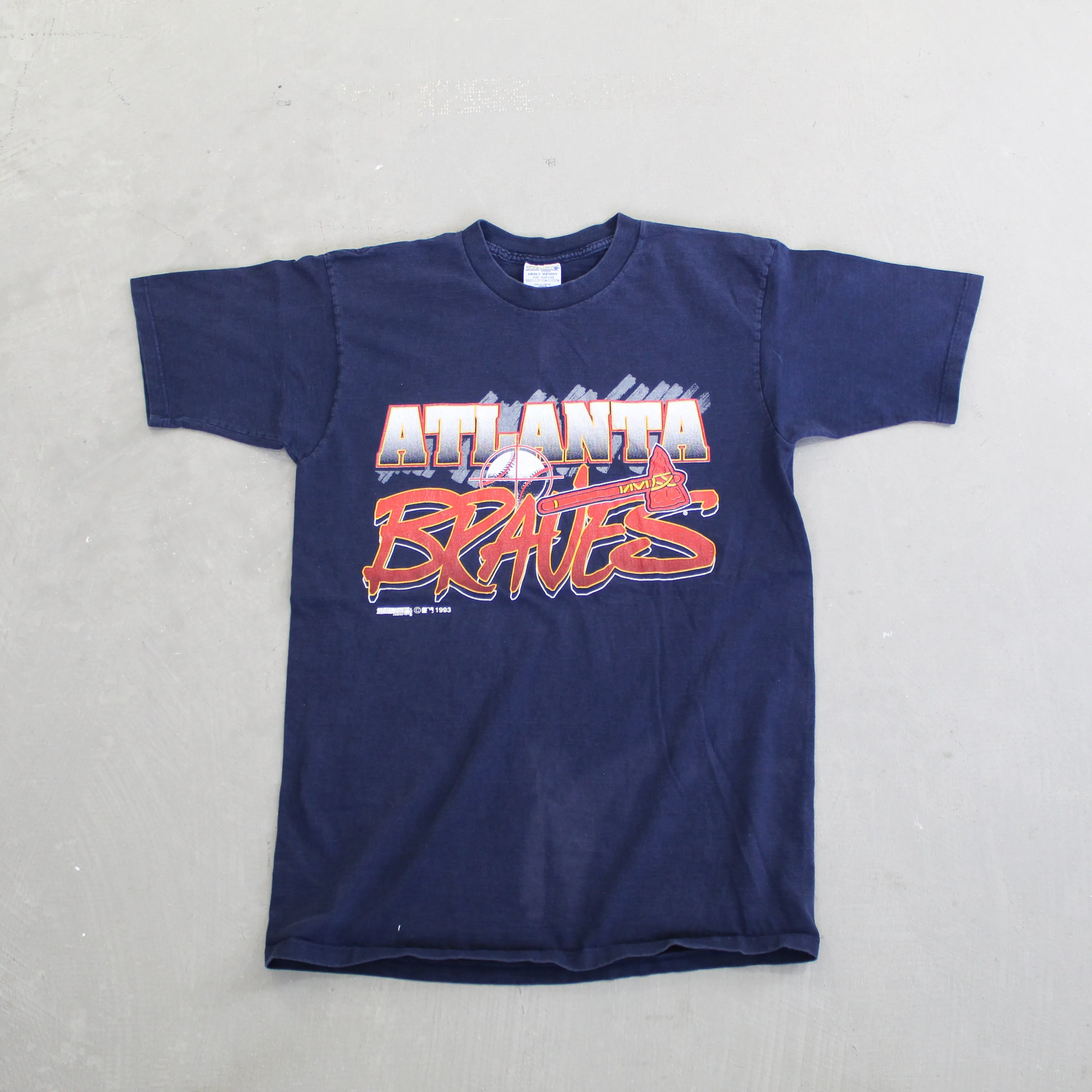 D- Vintage 1993 Atlanta Braves MLB Trench Canada Text Tee sold by HG Vintage