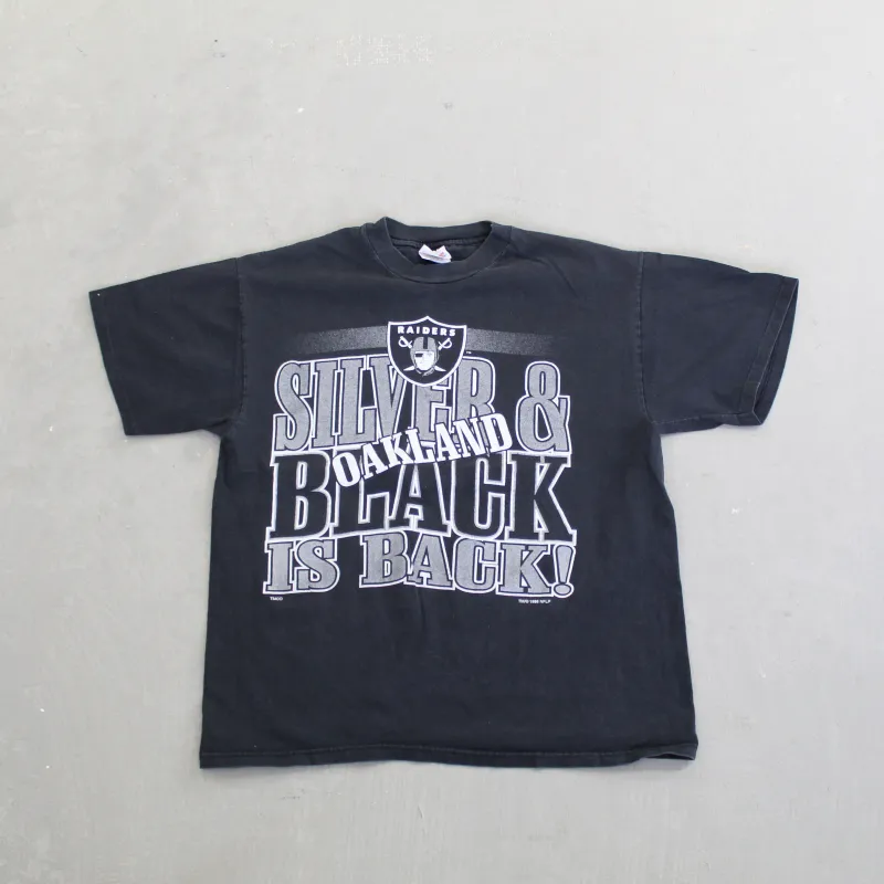 D- Vintage 1995 Oakland Raiders NFL Text & Logo Single Stitch Tee sold by HG Vintage