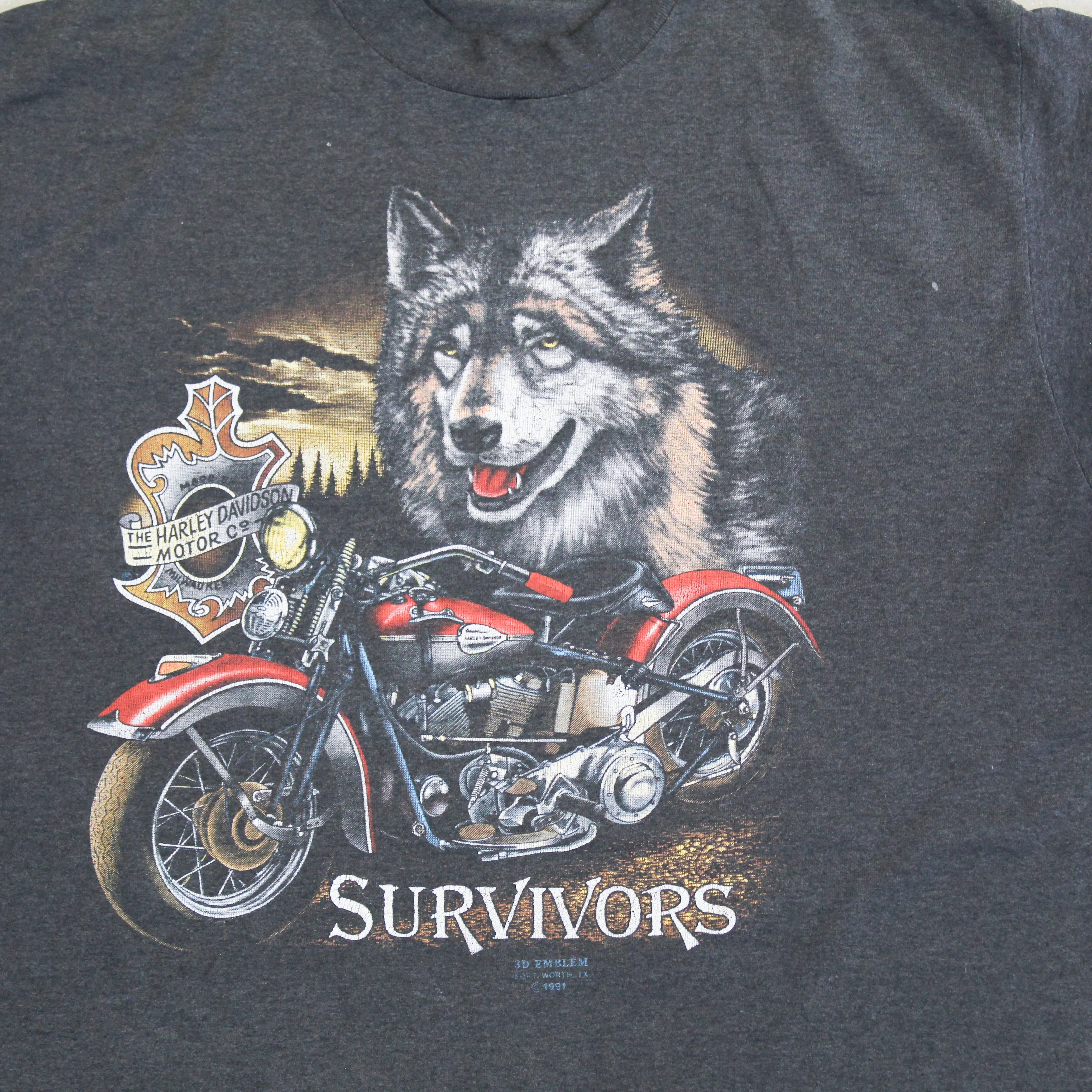 D- Vintage 1991 3D Emblem Harley Davidson Honolulu Survivor Wolf Single Stitch Tee sold by HG Vintage product image thumbnail 2