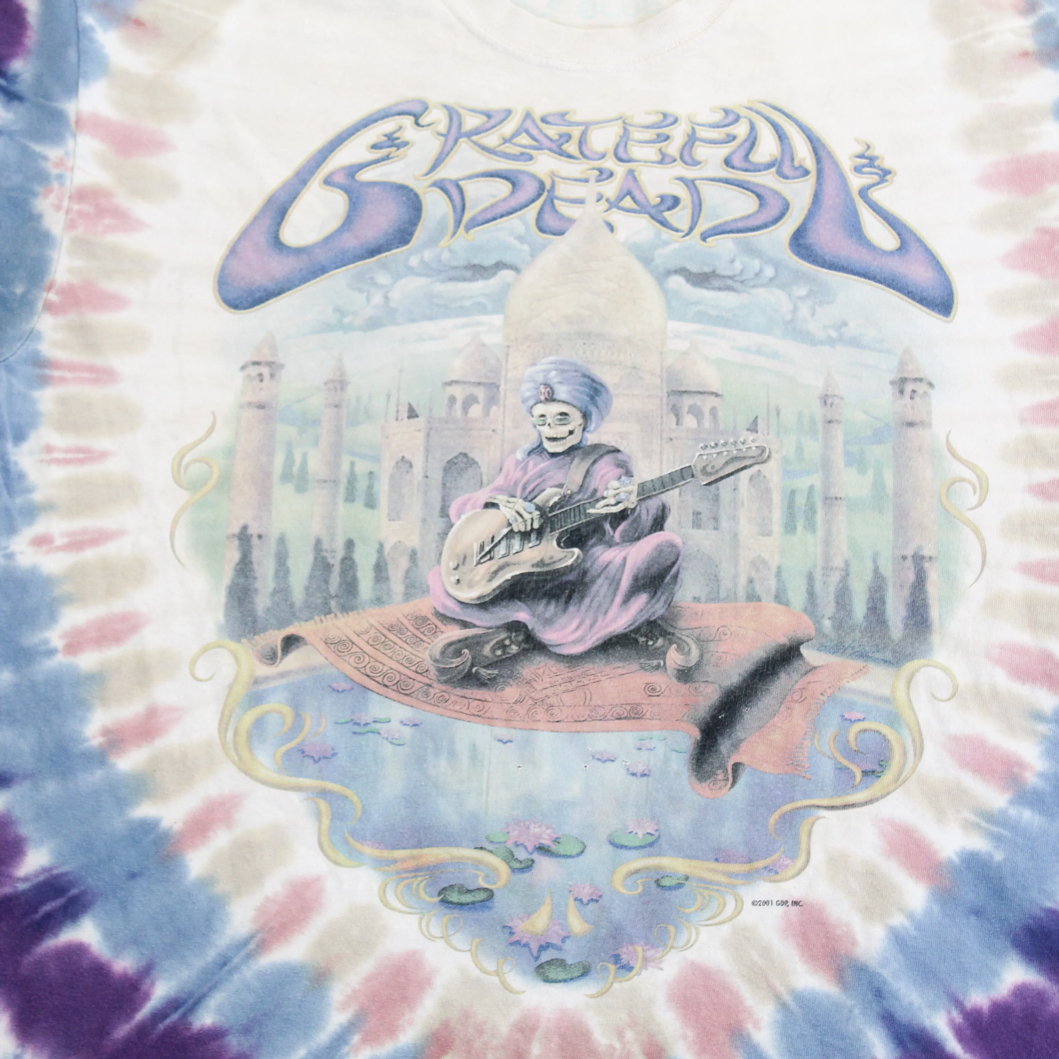 D- Vintage 2001 Grateful Dead Liquid Blue Taj Mahal & Skeleton Tie Dye Tee sold by HG Vintage product image thumbnail 2