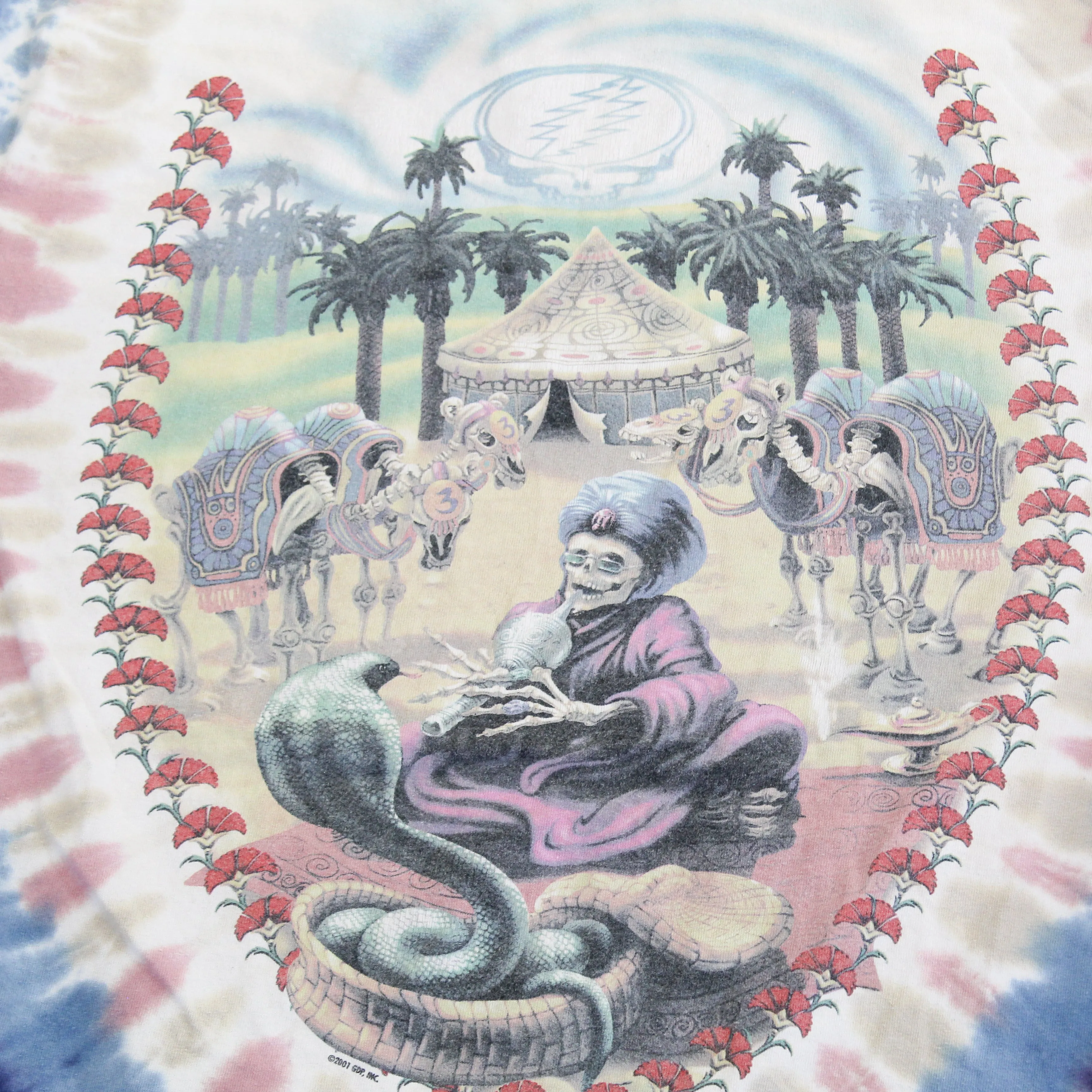 D- Vintage 2001 Grateful Dead Liquid Blue Taj Mahal & Skeleton Tie Dye Tee sold by HG Vintage product image thumbnail 4