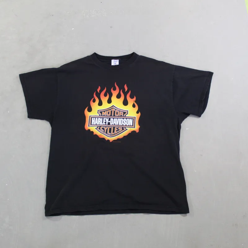 D-  Vintage Harley Davidson Logo & Flames Graphic Tee sold by HG Vintage