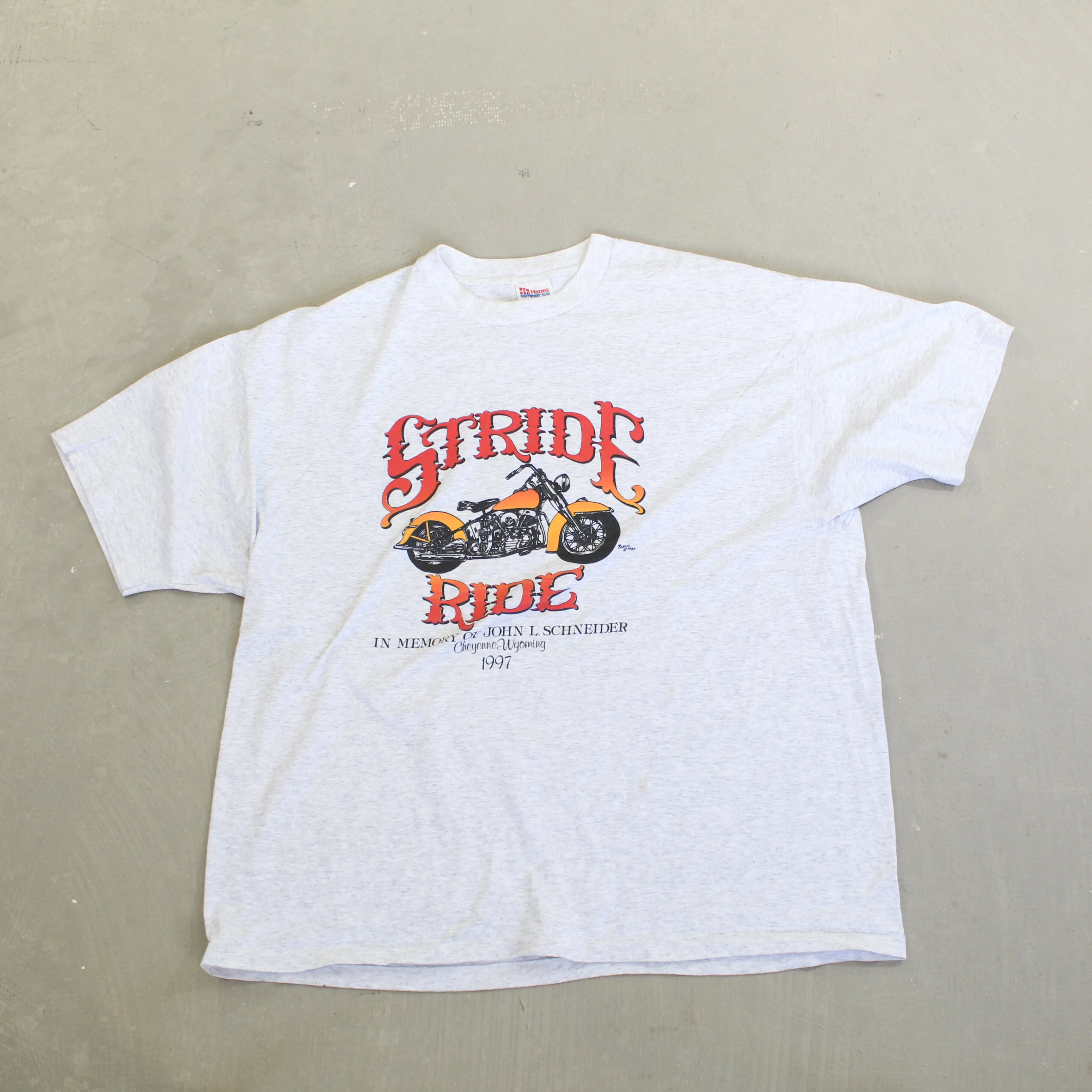 D- Vintage 1997 Stride Ride Motor Cycle Memorial Single Stitch Tee sold by HG Vintage