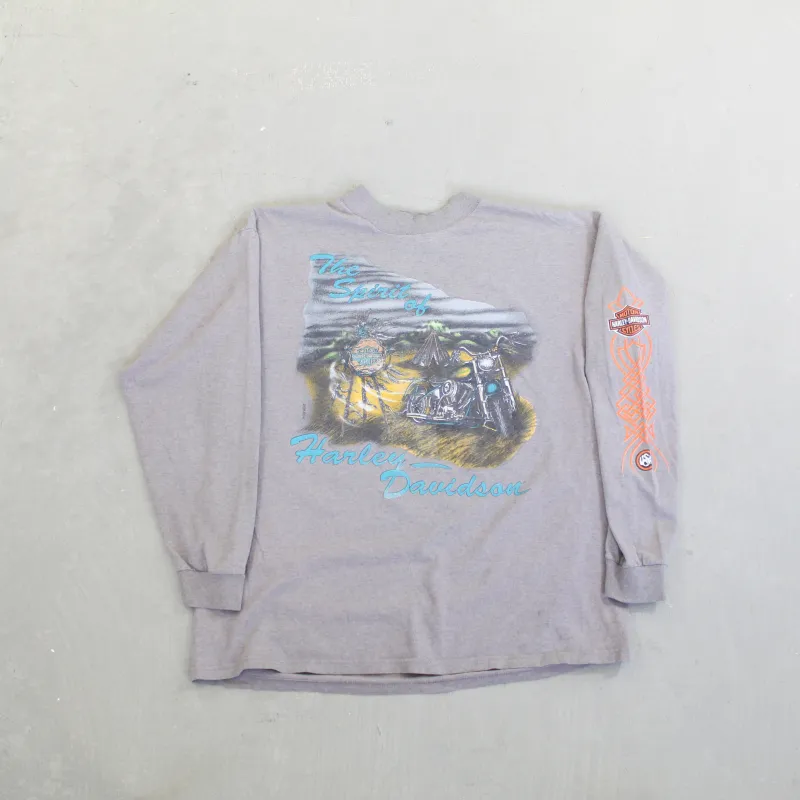 D-  Vintage Harley Davidson The Spirit Of Graphic Long Sleeve Tee sold by HG Vintage