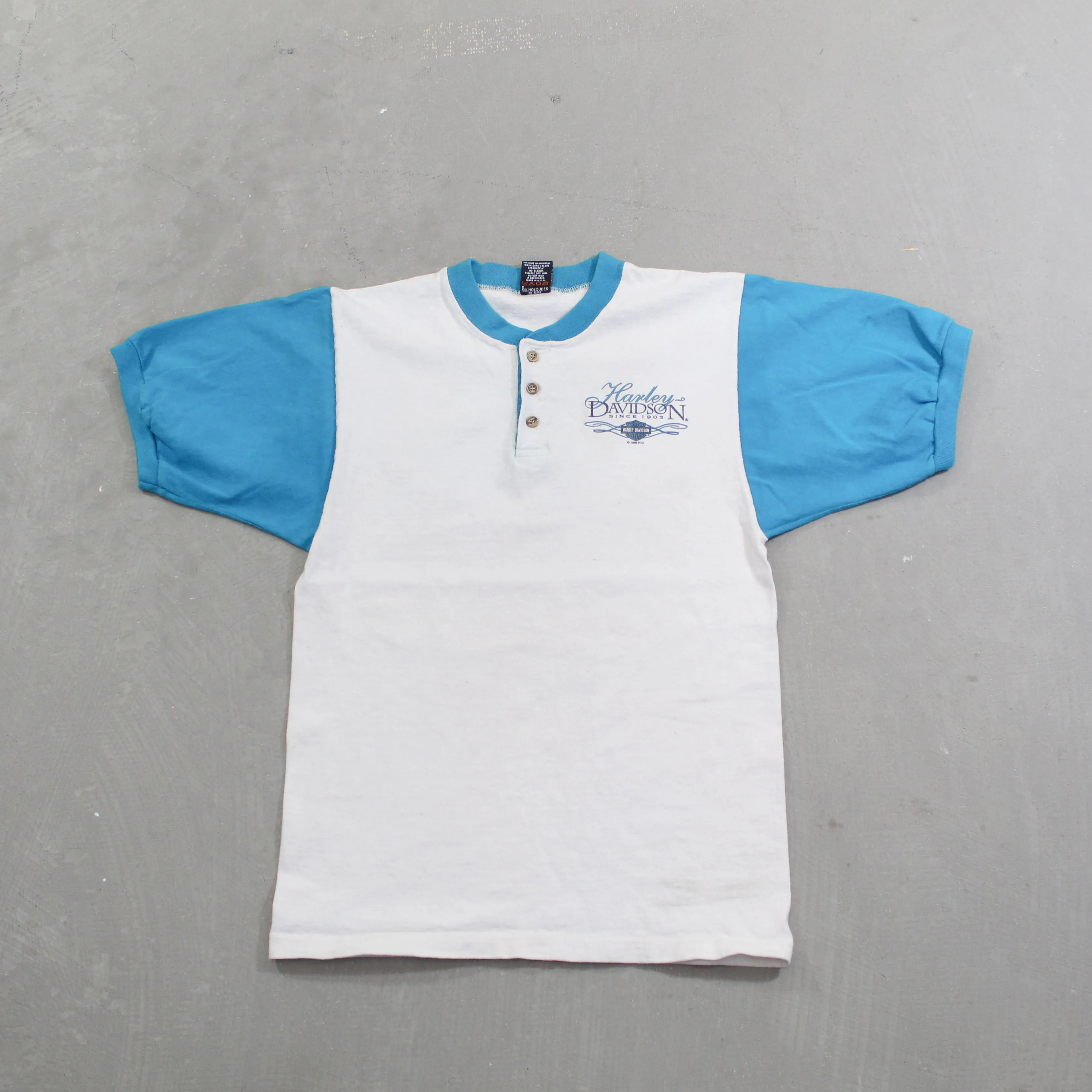 D- Vintage 1995 Harley Davidson Winchester VA Henley Tee sold by HG Vintage