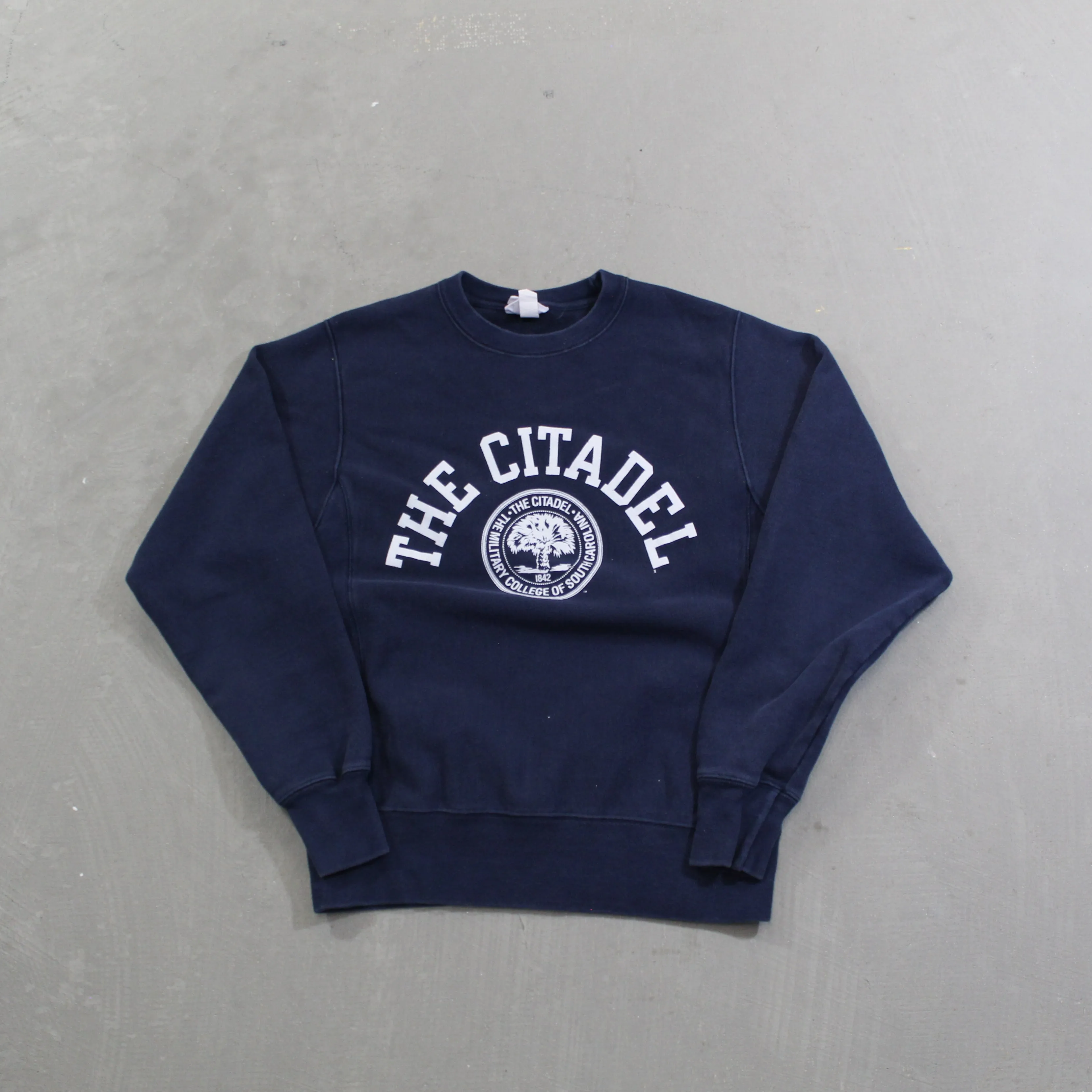 D- Vintage Champion Reverse Weave Military College Crewneck sold by HG Vintage
