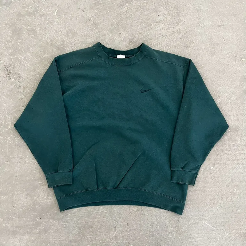 D- Vintage 90s Nike Embroidered Green Chest Swoosh Crewneck sold by HG Vintage