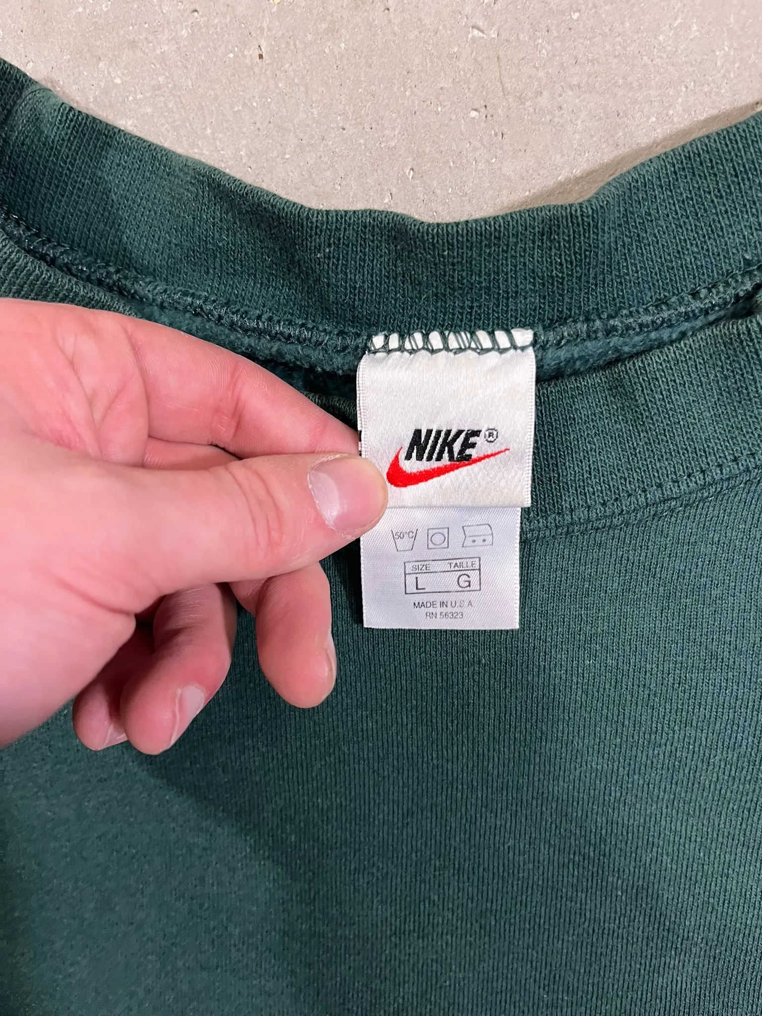 D- Vintage 90s Nike Embroidered Green Chest Swoosh Crewneck sold by HG Vintage product image thumbnail 3