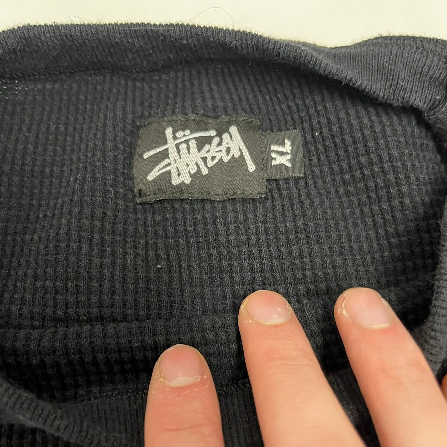 D- Vintage Stussy Neon Green Text Waffle Long Sleeve Tee sold by HG Vintage product image thumbnail 3