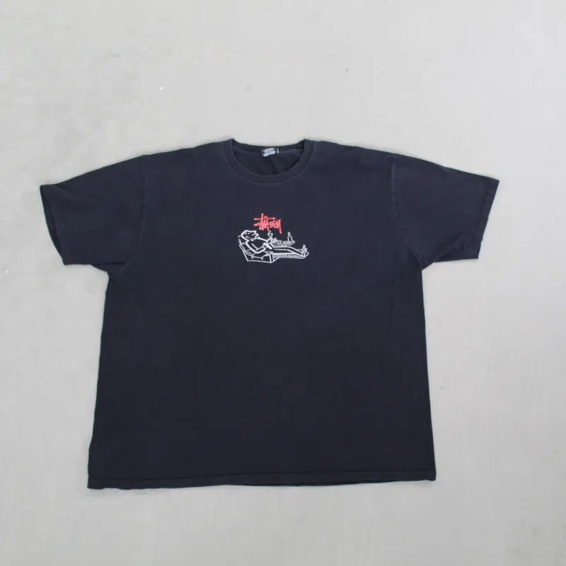 D- Vintage Stussy Loungin' Graphic & Text Tee sold by HG Vintage