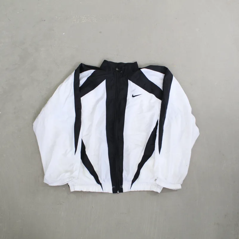 D- Vintage 90s Nike Zip Up Black/White Windbreaker made by Nike