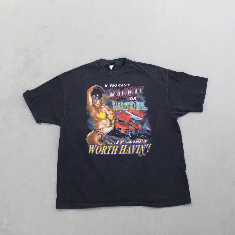D- Vintage 1992 World Of Outlaw Life In The Fast Lane Single Stitch Tee sold by HG Vintage