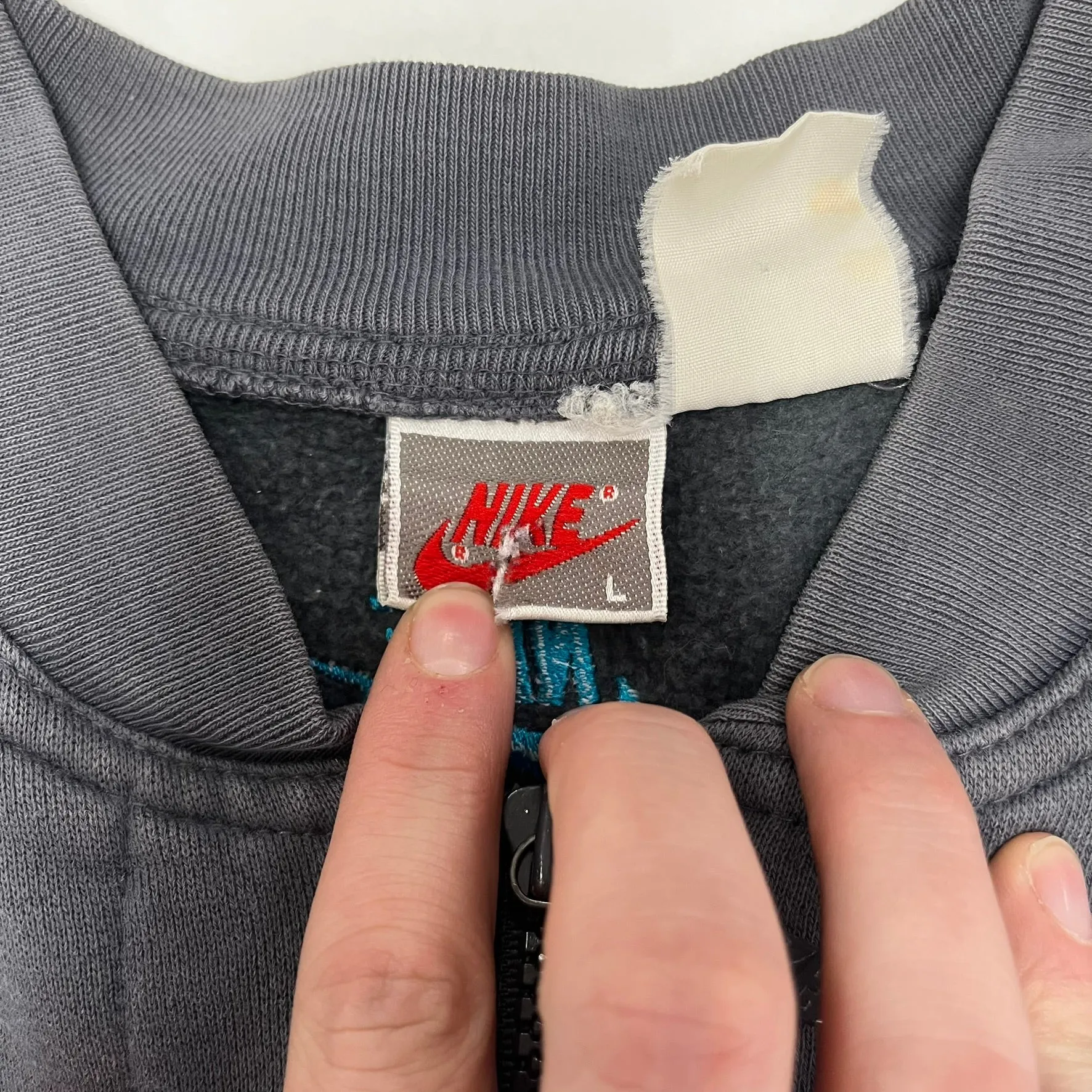 D- Vintage 90s Nike Embroidered Text & Swoosh Quarter Zip Crewneck sold by HG Vintage product image thumbnail 3