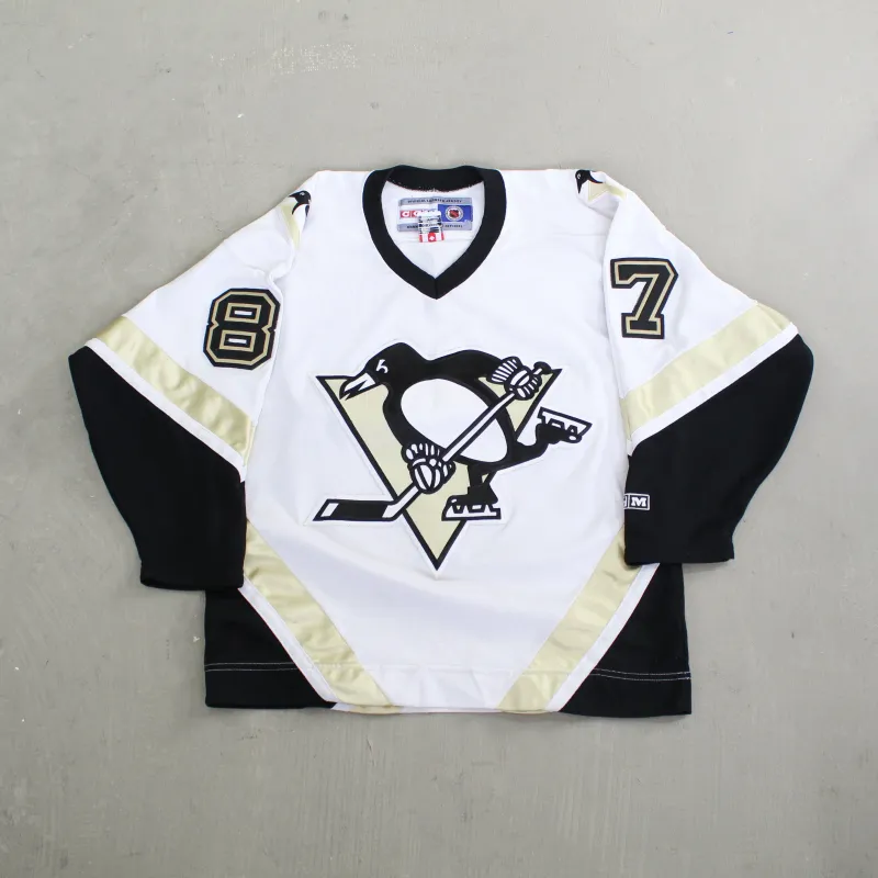D- Vintage Pittsburgh Penguins Sidney Crosby NHL CCM Hockey Jersey made by HG Vintage
