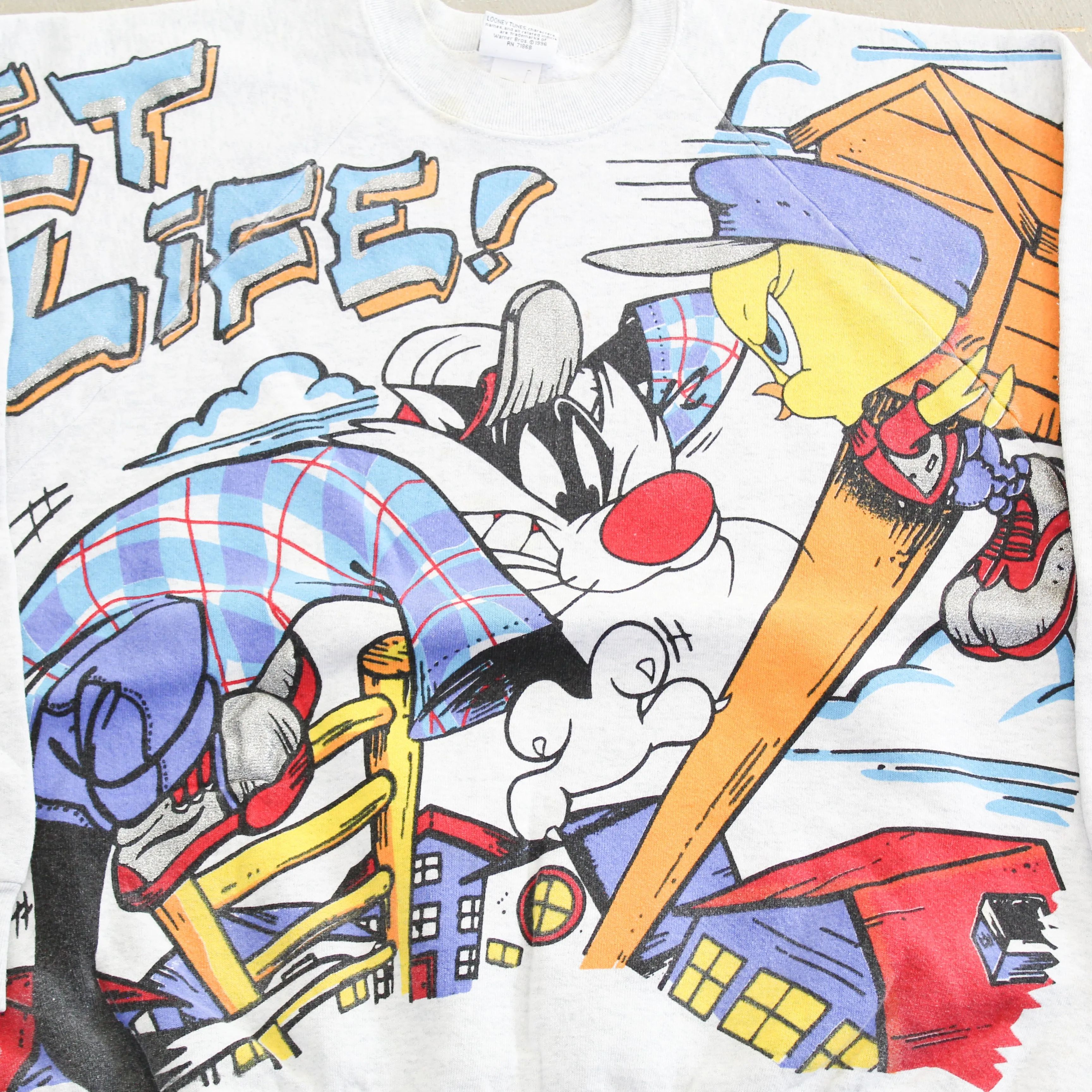 D- Vintage 1996 Looney Tunes Tweedy Bird & Sylvester Cat Jumbo Print Crewneck sold by HG Vintage product image thumbnail 2