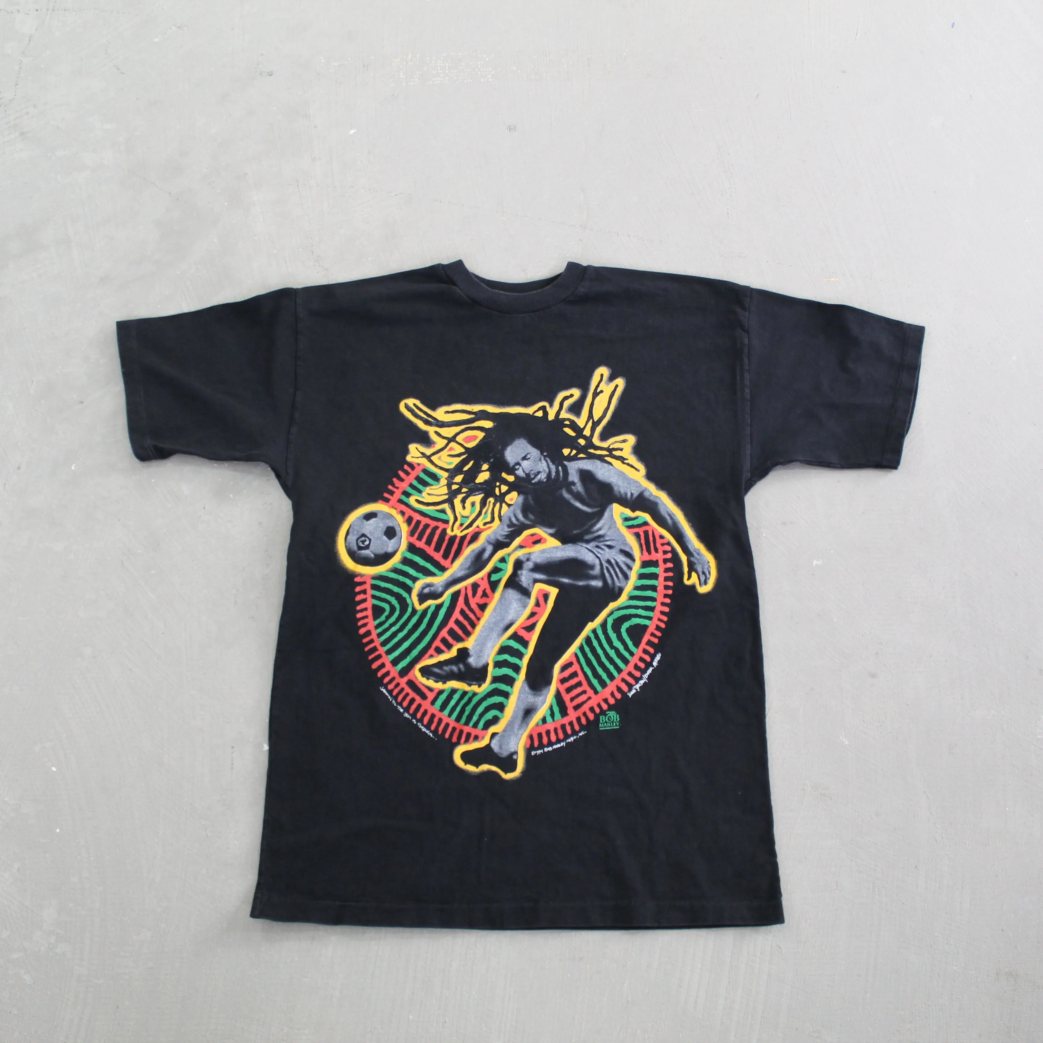 D- Vintage 1994 Bob Marley Playing Soccer Single Stitch Tee sold by HG Vintage