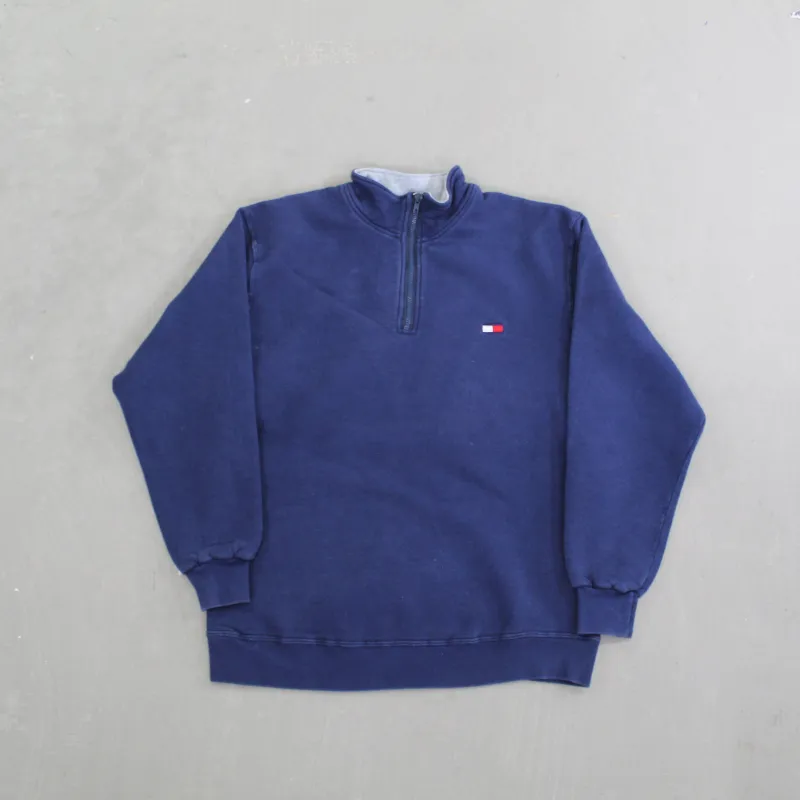 F- Vintage Tommy Hilfiger Embroidered Logo Quarter Zip Crewneck made by HG Vintage