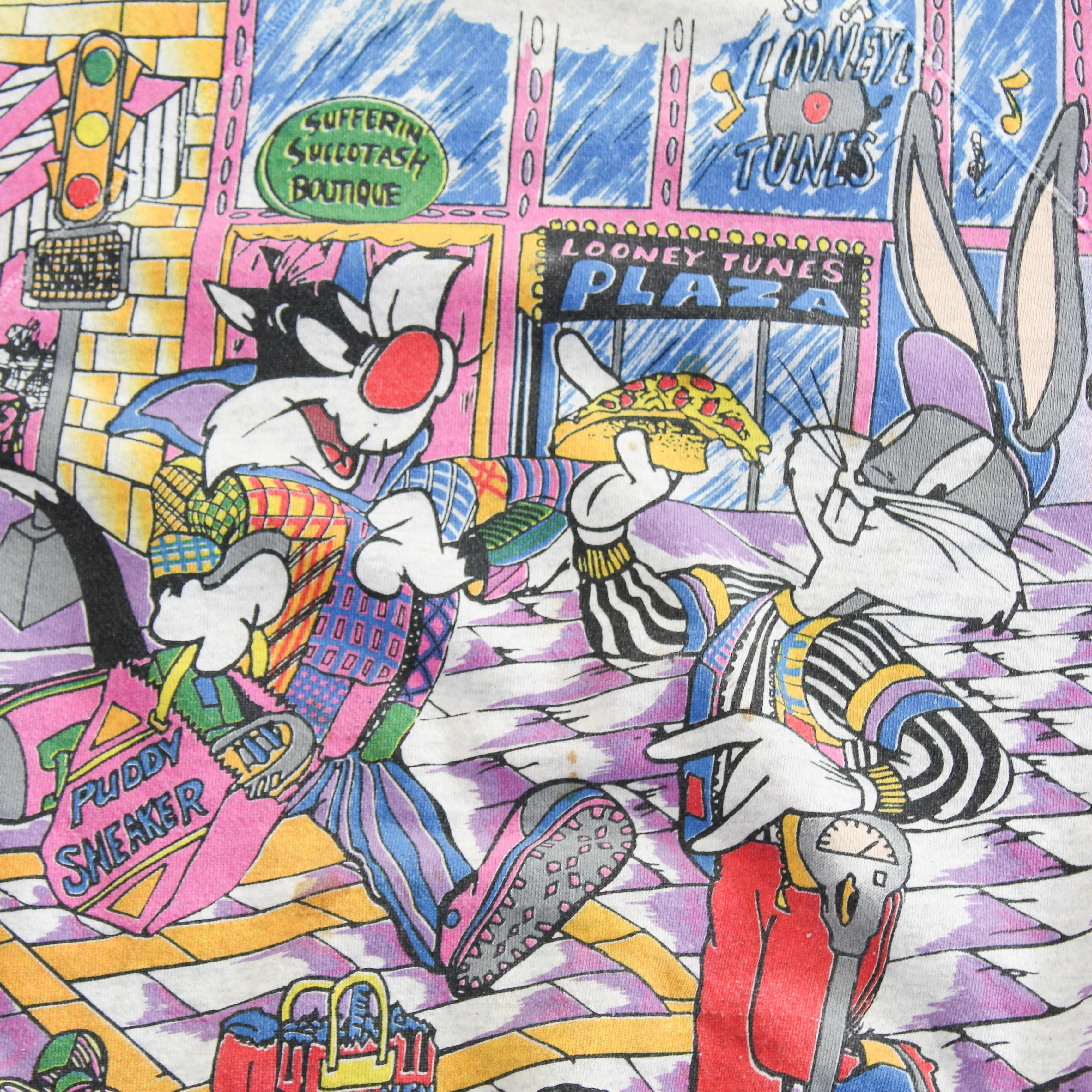 F- Vintage 1994 Looney Tunes Plaza Jumbo Print Crewneck sold by HG Vintage product image thumbnail 2