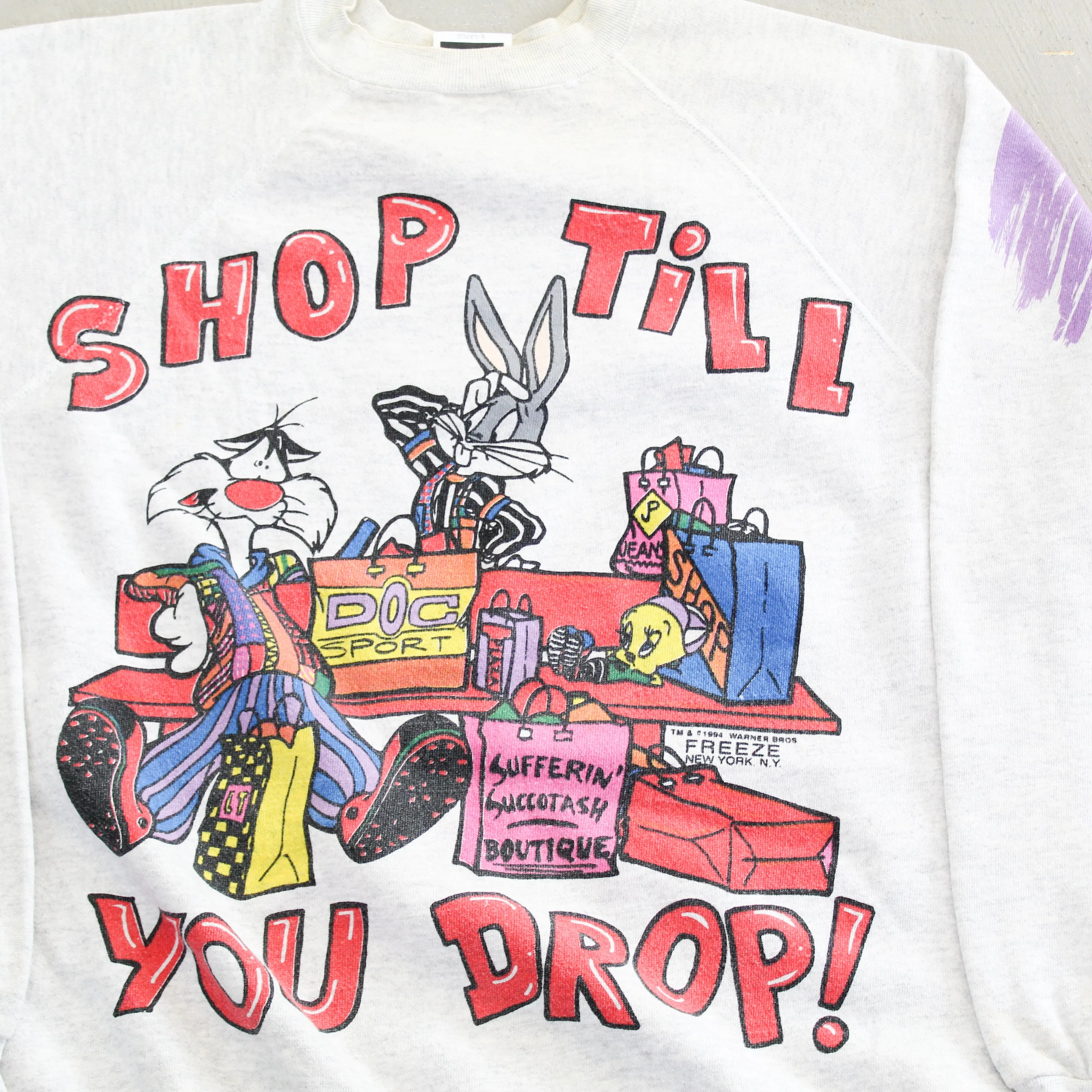 F- Vintage 1994 Looney Tunes Plaza Jumbo Print Crewneck sold by HG Vintage product image thumbnail 4