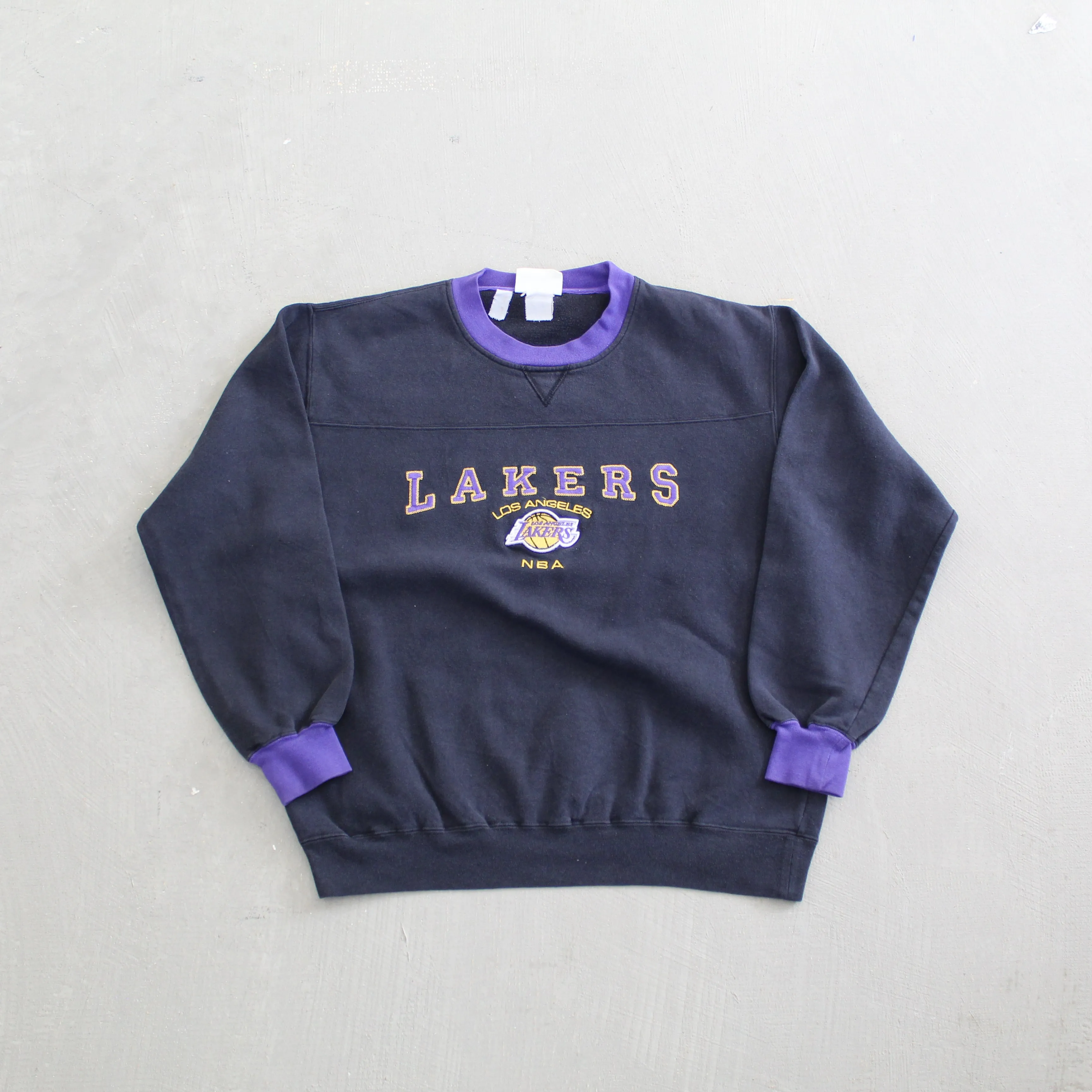 F- Vintage LA Lakers NBA Lee Embroidered Logo & Text Crewneck sold by HG Vintage