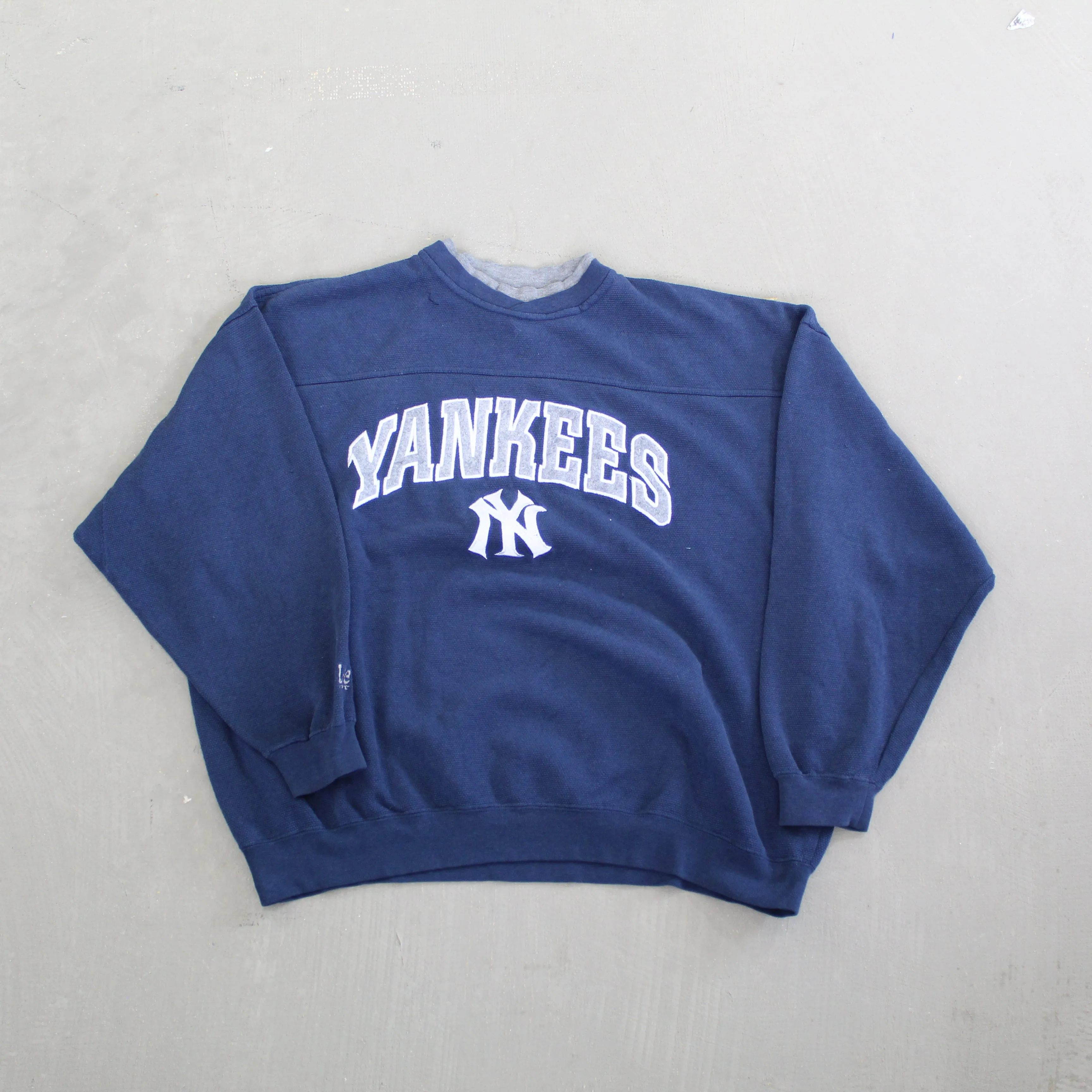 F- Vintage New York Yankees MLB Lee Embroidered Logo & Text Crewneck sold by HG Vintage
