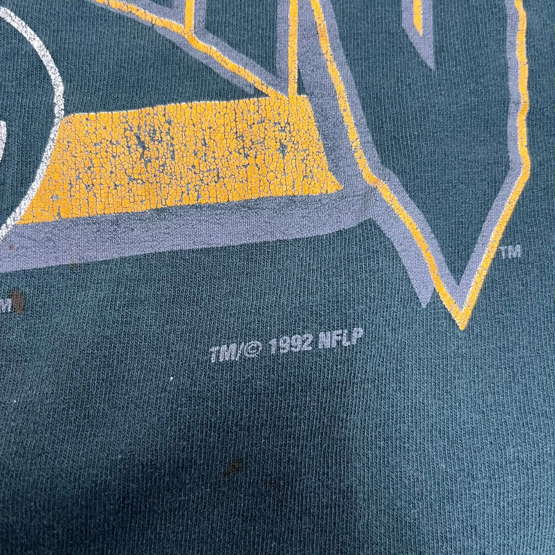 F- Vintage 1992 Green Bay Packers NFL logo & Text Single Stitch Tee sold by HG Vintage product image thumbnail 3