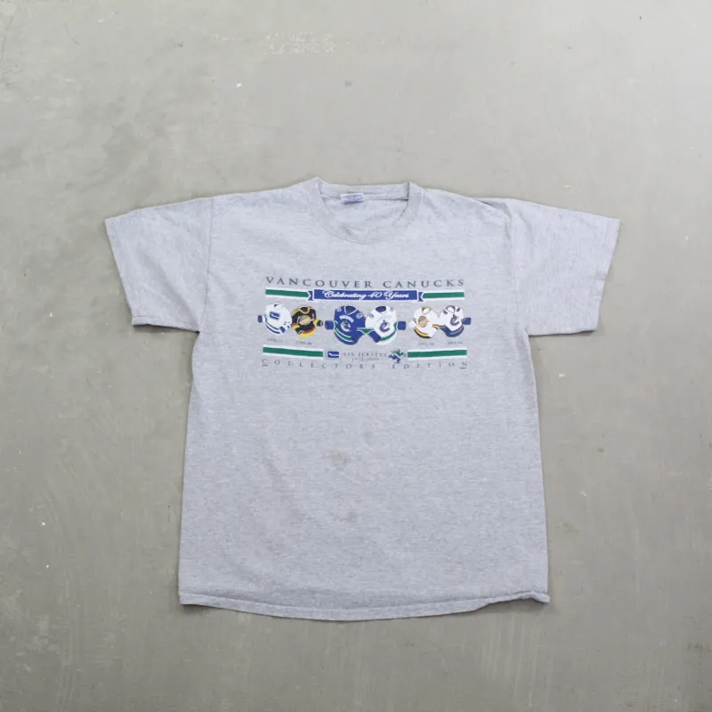 F- 2009 Vancouver Canucks NHL 40 Years Jerseys Tee sold by HG Vintage