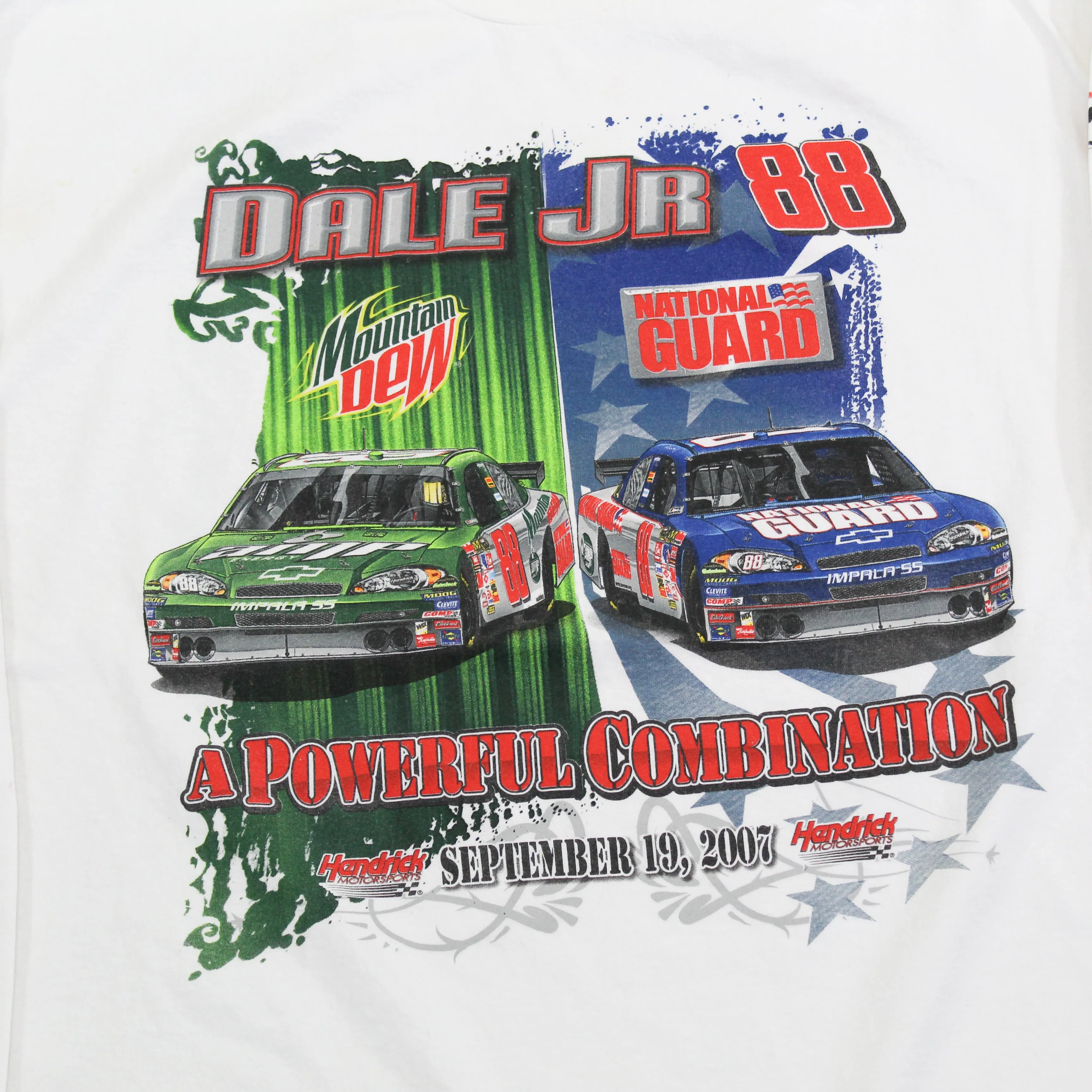 F- 2007 Nascar Dale Jr Mountain Dew National Guard Car Long Sleeve Tee sold by HG Vintage product image thumbnail 2