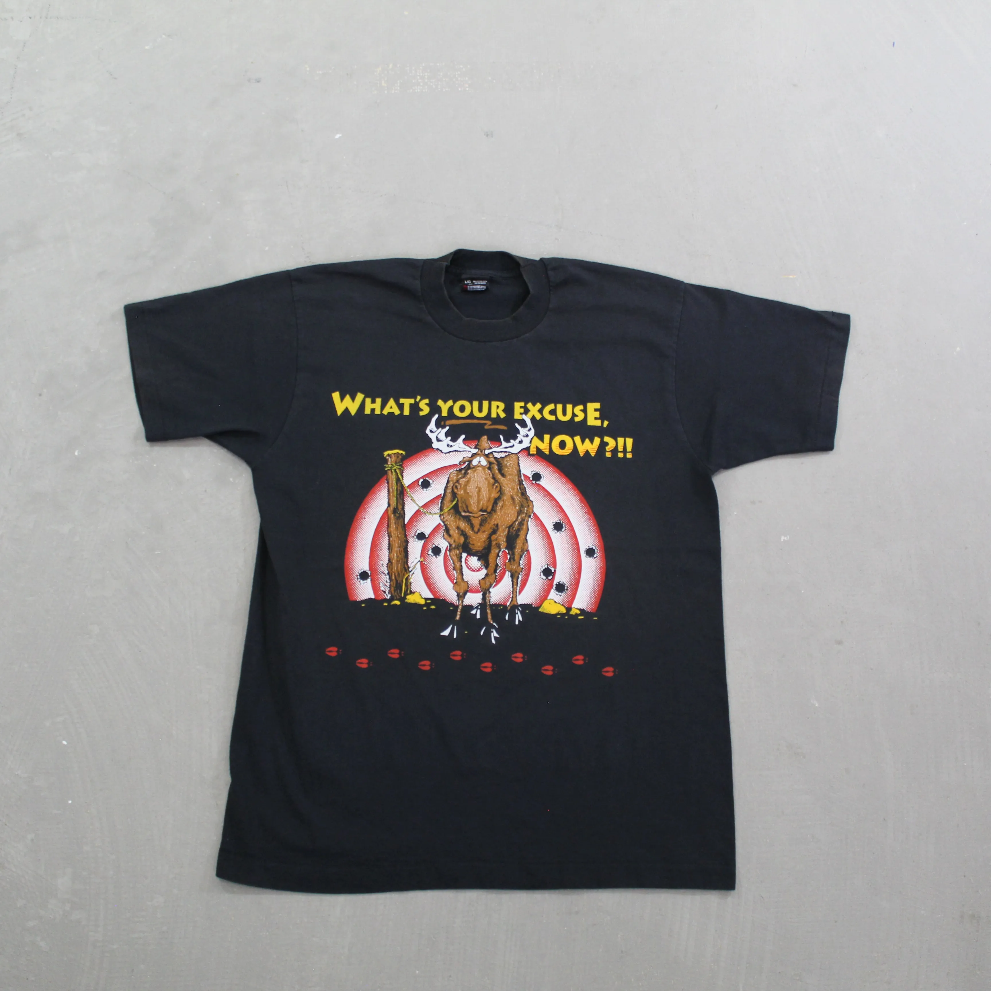 F- Vintage What's Your Excuse Now? Moose Single Stitch Tee sold by HG Vintage