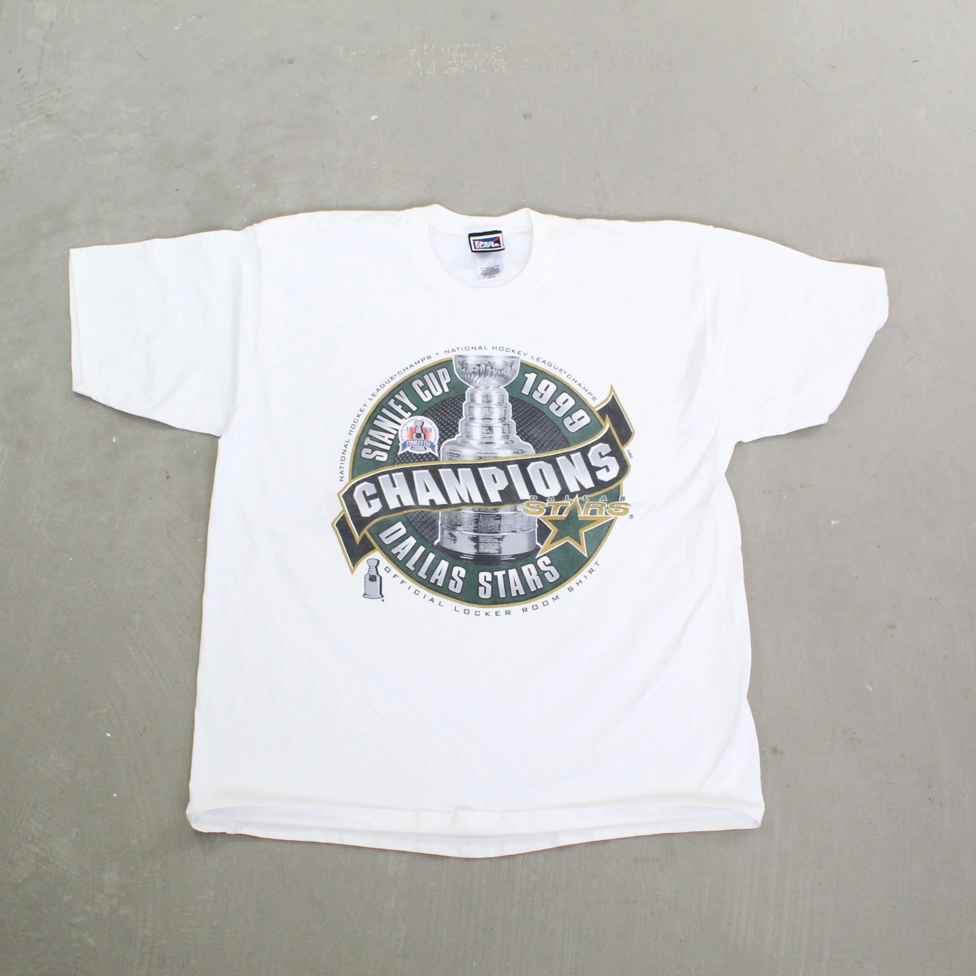 F- Vintage 1999 Dallas Stars NHL Stanley Cup Champions Pro Player Locker Room Tee sold by HG Vintage