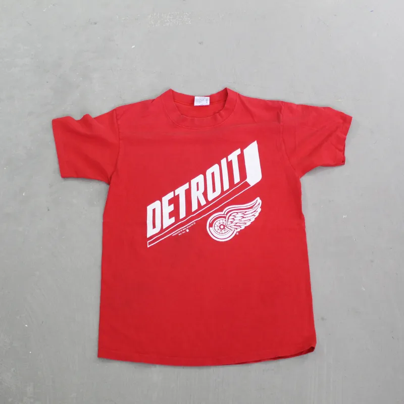 F- Vintage Detroit Red Wings NHL Text Single Stitch Tee sold by HG Vintage