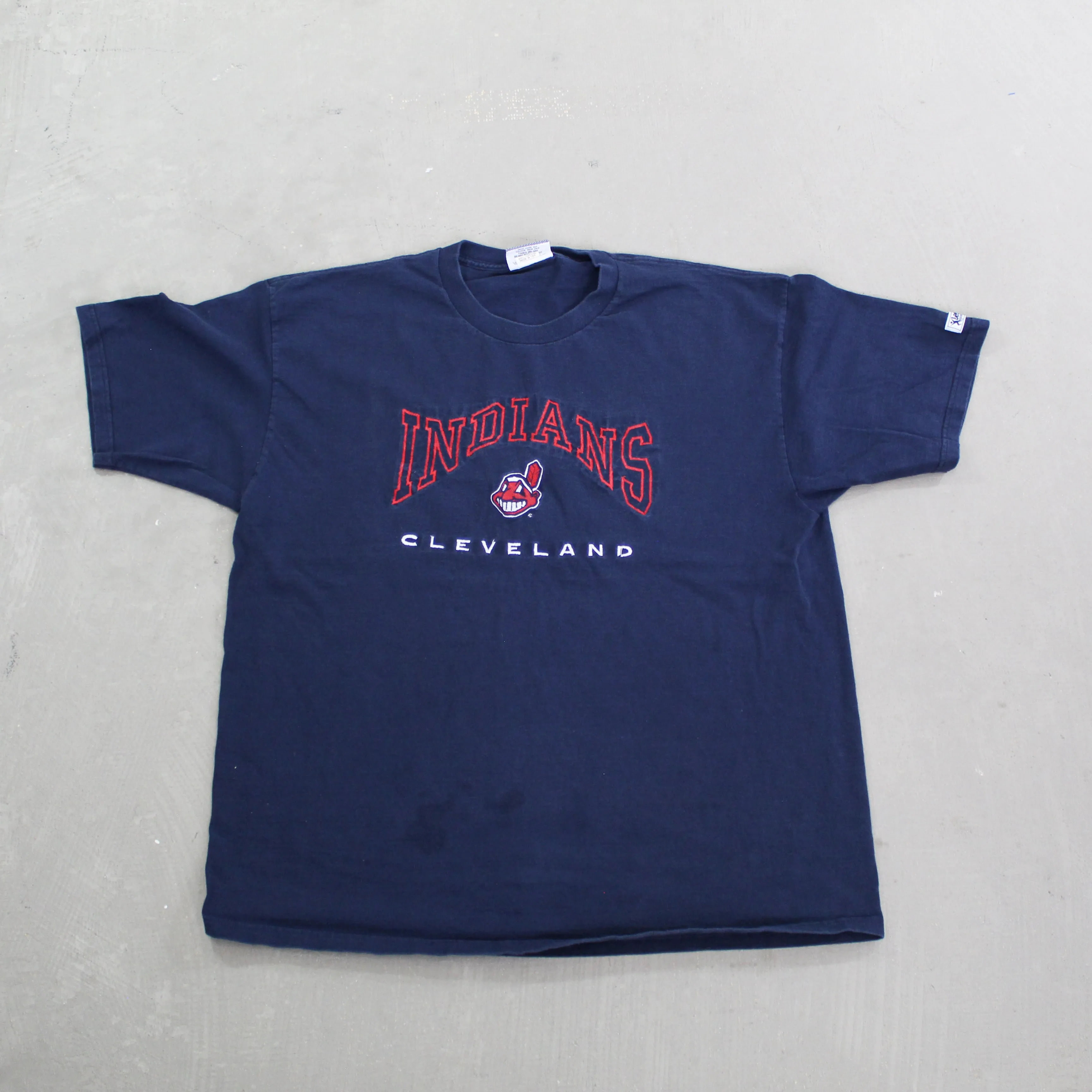 F- Vintage Cleveland Guardians MLB Lee Embroidered Logo & Text Tee sold by HG Vintage