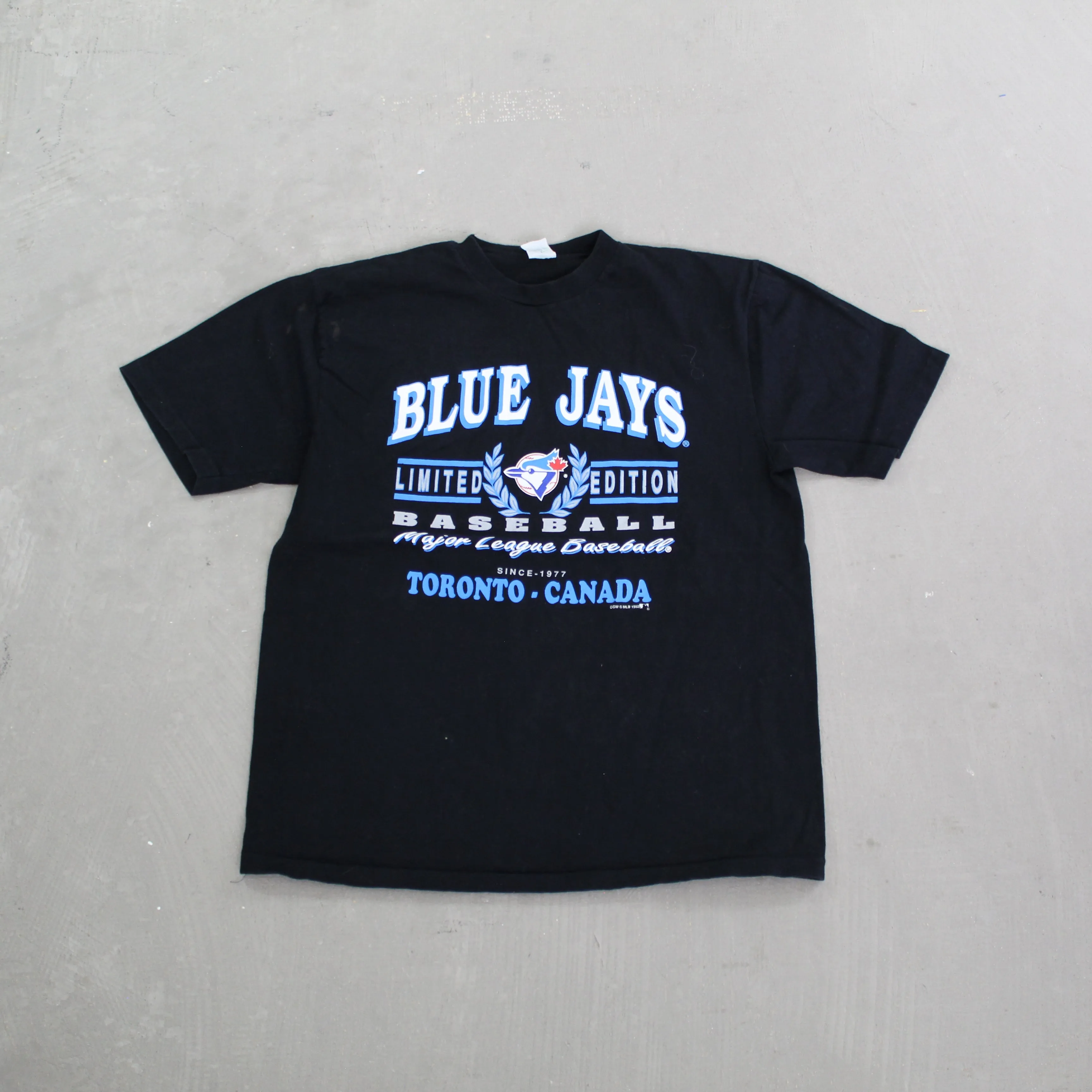 F- Vintage 1992 Toronto Blue Jays MLB Text Single Stitch Tee sold by HG Vintage