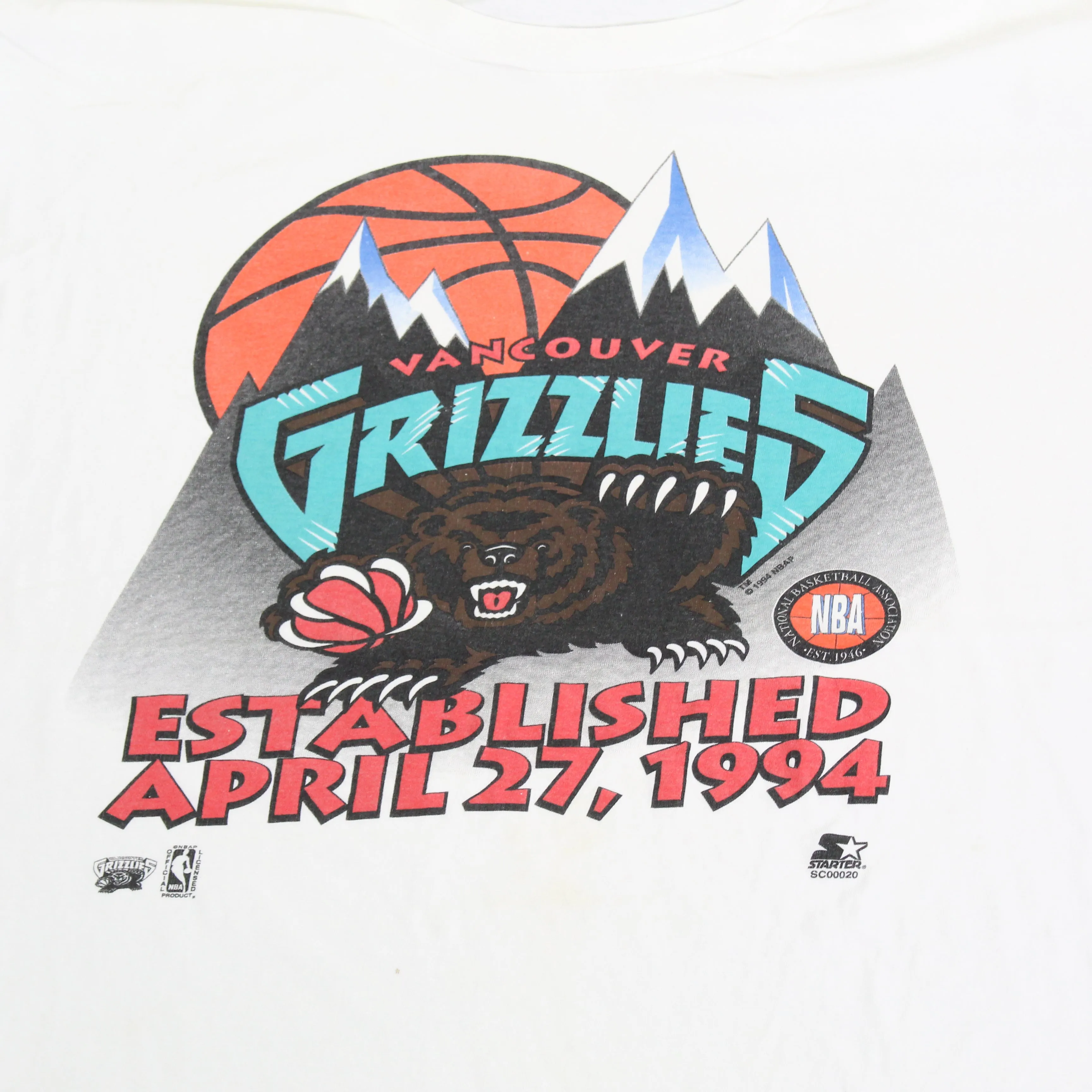 F- Vintage 1994 Vancouver Grizzlies NBA Starter Inaugural Season Single Stitch Tee sold by HG Vintage product image thumbnail 2
