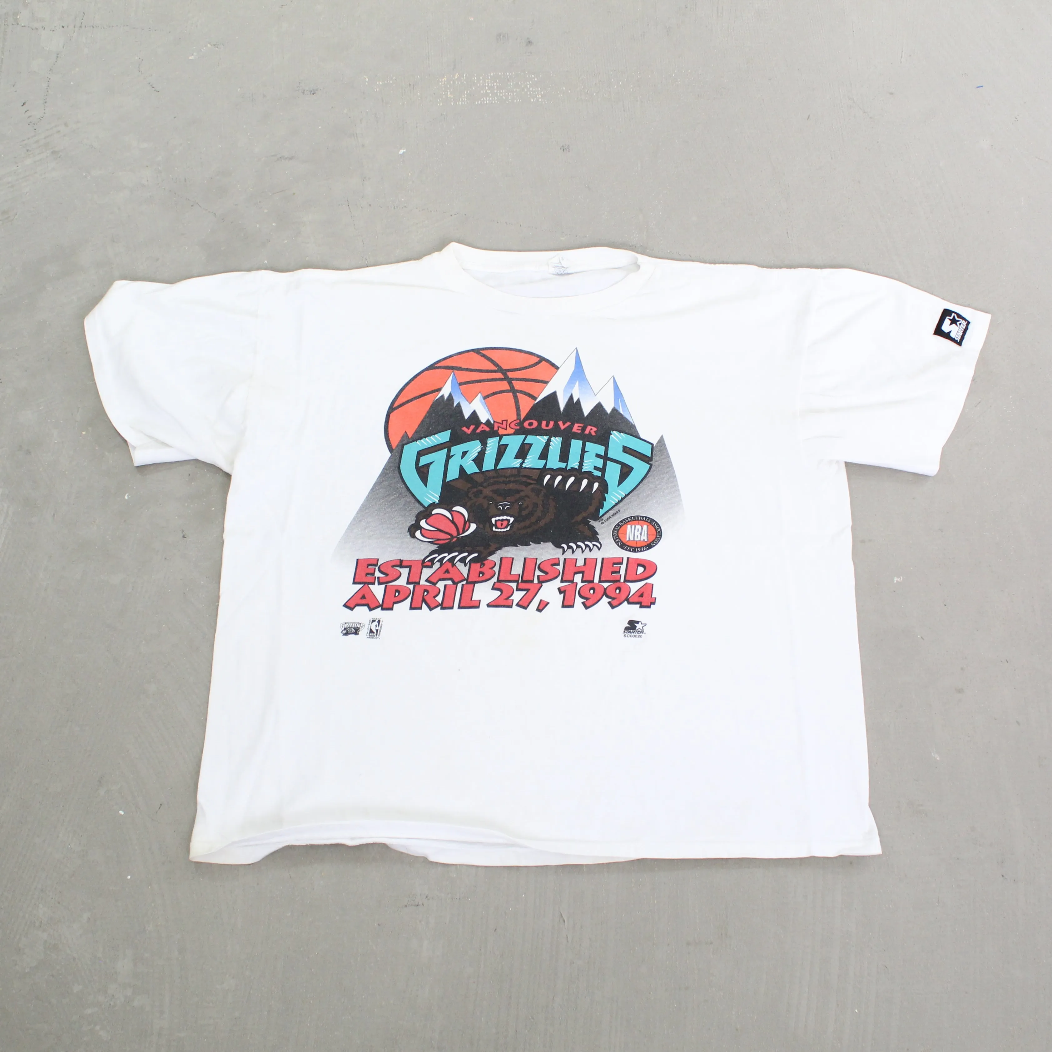 F- Vintage 1994 Vancouver Grizzlies NBA Starter Inaugural Season Single Stitch Tee sold by HG Vintage