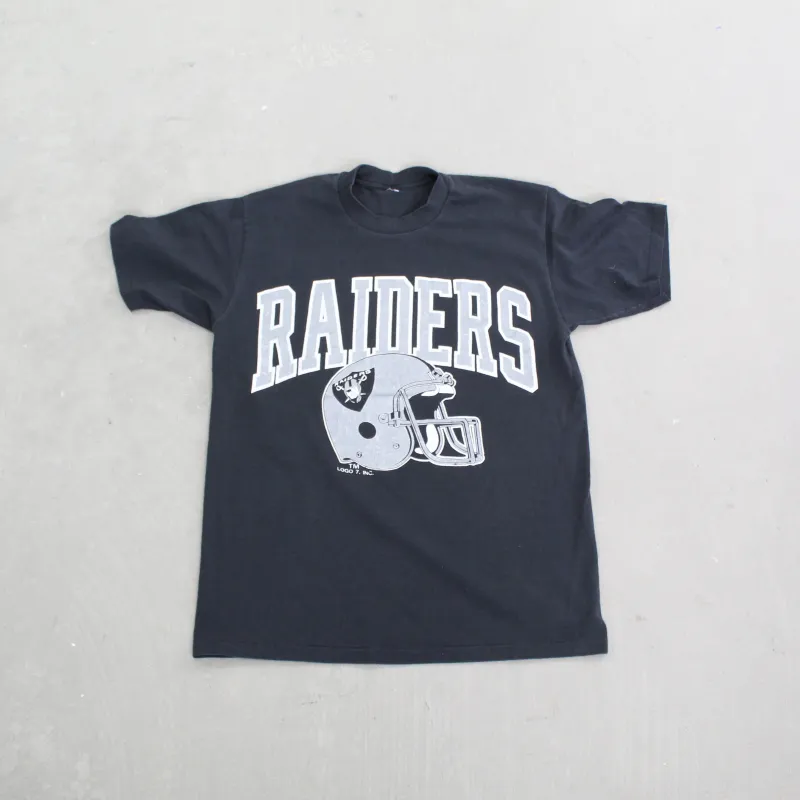 F- Vintage Oakland Raiders NFL Logo 7 text & Logo Single Stitch Tee sold by HG Vintage