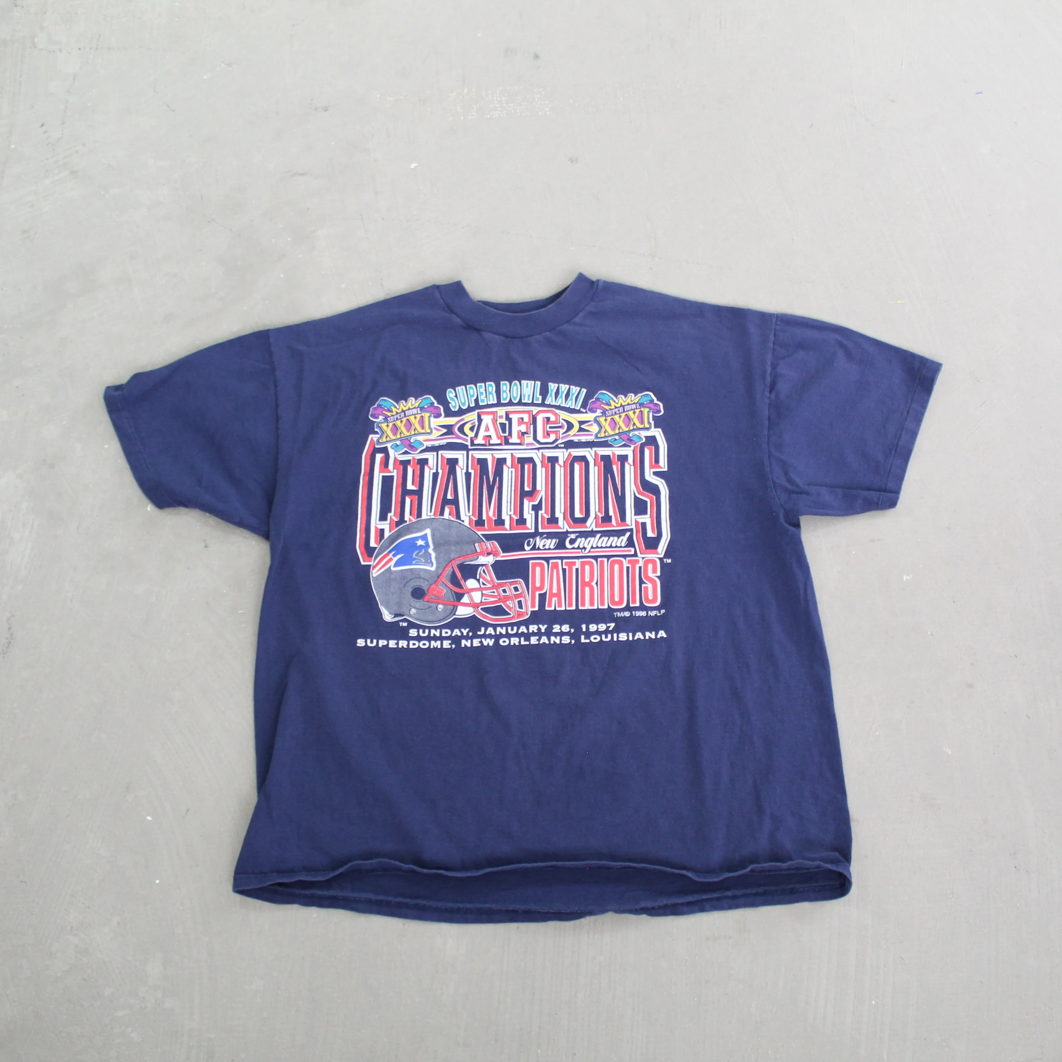 F- Vintage 1996 Patriots NFL AFC Champs Graphic Single Stitch Tee sold by HG Vintage