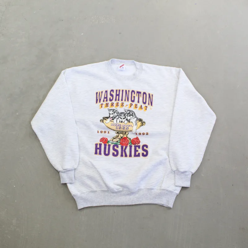 F- Vintage 1993 University Of Washington Huskies 3 Peat Rose Bowl Crewneck sold by HG Vintage