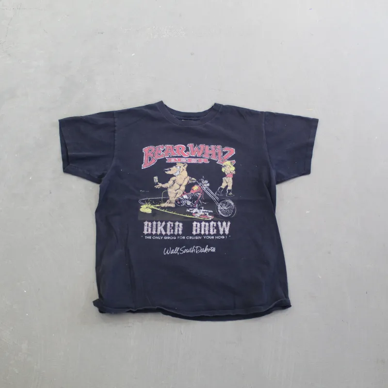 F- Vintage 90s Bear Whiz Beer Biker Brew Single Stitch Tee made by HG Vintage