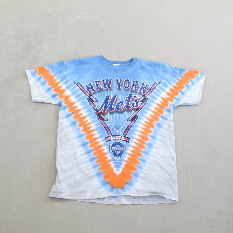 F- Vintage New York Mets MLB Text & Logo Tie Dye Tee sold by HG Vintage